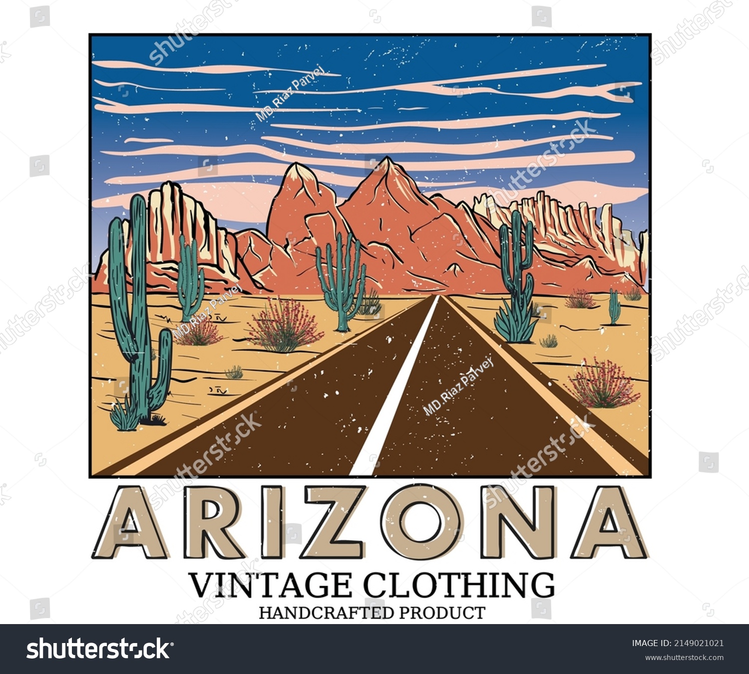 Arizona Road Trip Vector Print Design Stock Vector (Royalty Free ...