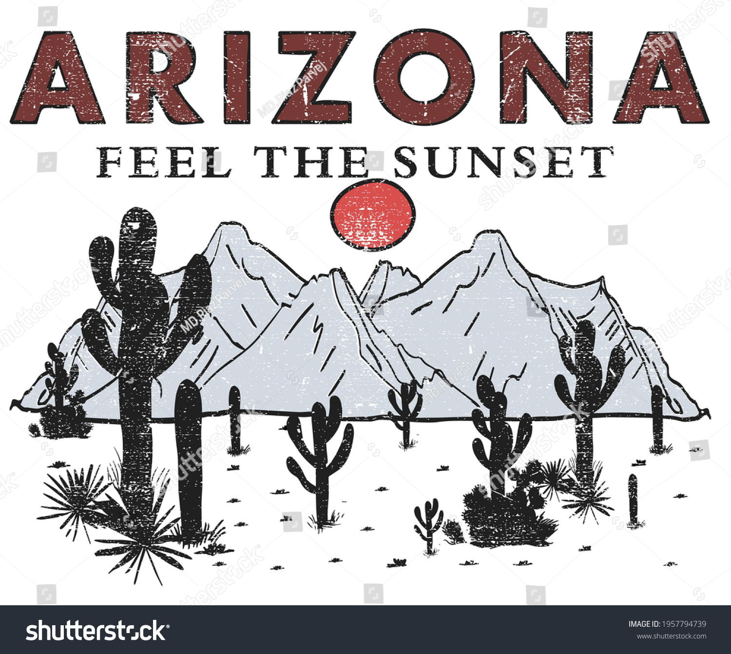 Arizona Sunset Cactus Vector Design Artwork Stock Vector (Royalty Free ...