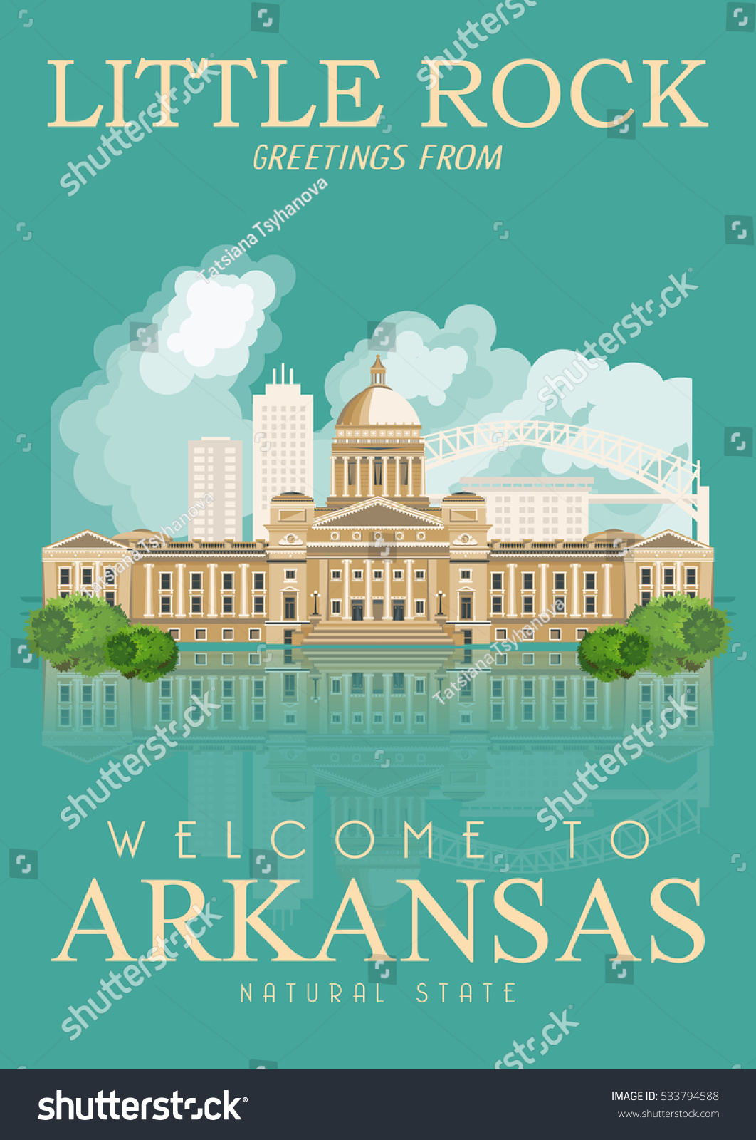SVG of Arkansas vector american poster. USA travel illustration. United States of America colorful greeting card. svg