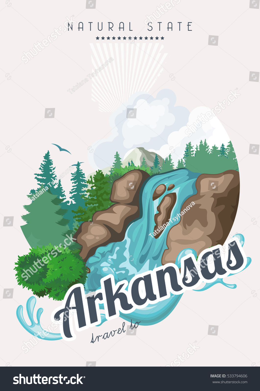 SVG of Arkansas vector american poster. USA travel illustration. United States of America colorful greeting card. svg