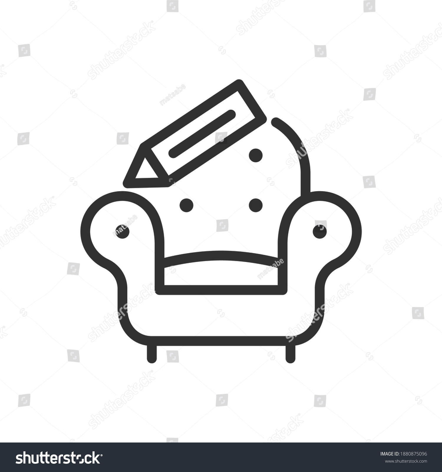 Armchair Pencil Drawing Design Linear Icon Stock Vector (Royalty Free