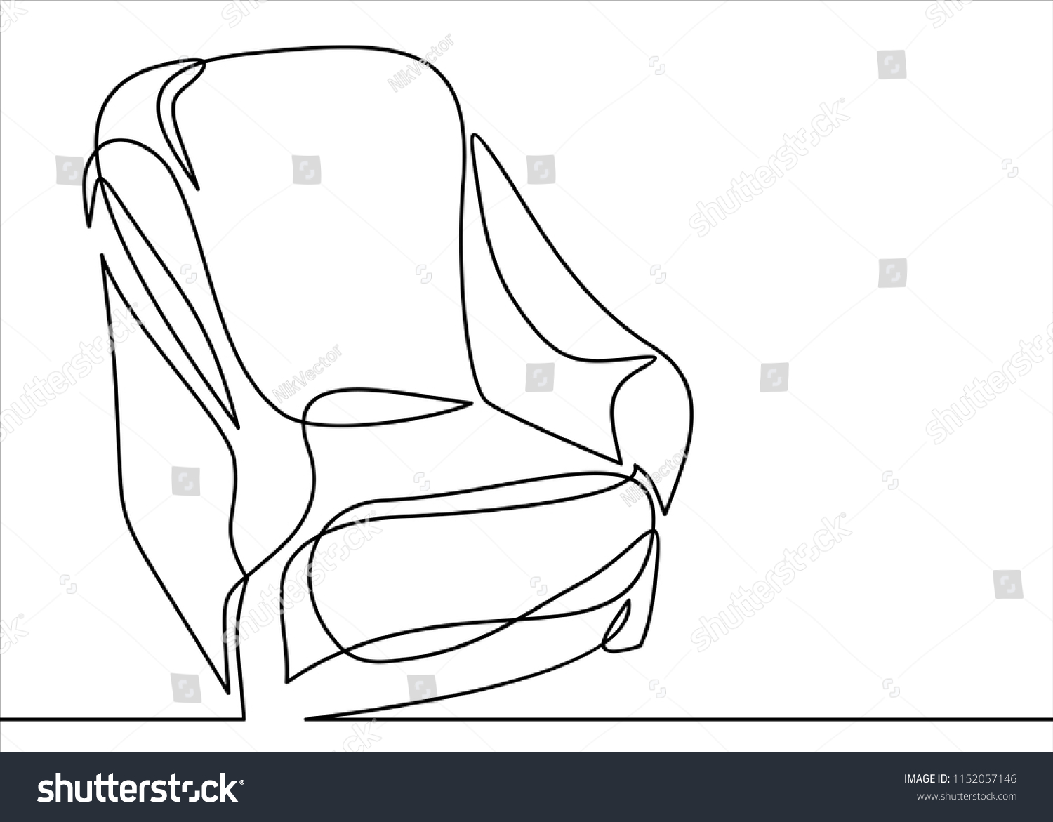Armchair Vectorcontinuous Line Drawing Stock Vector (Royalty Free