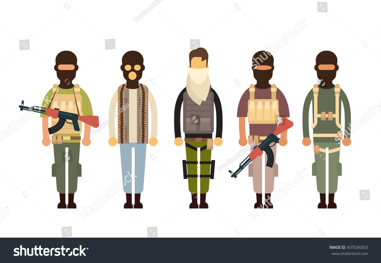 Armed Terrorist Group Terrorism Concept Flat Stock Vector (Royalty Free)  437036053