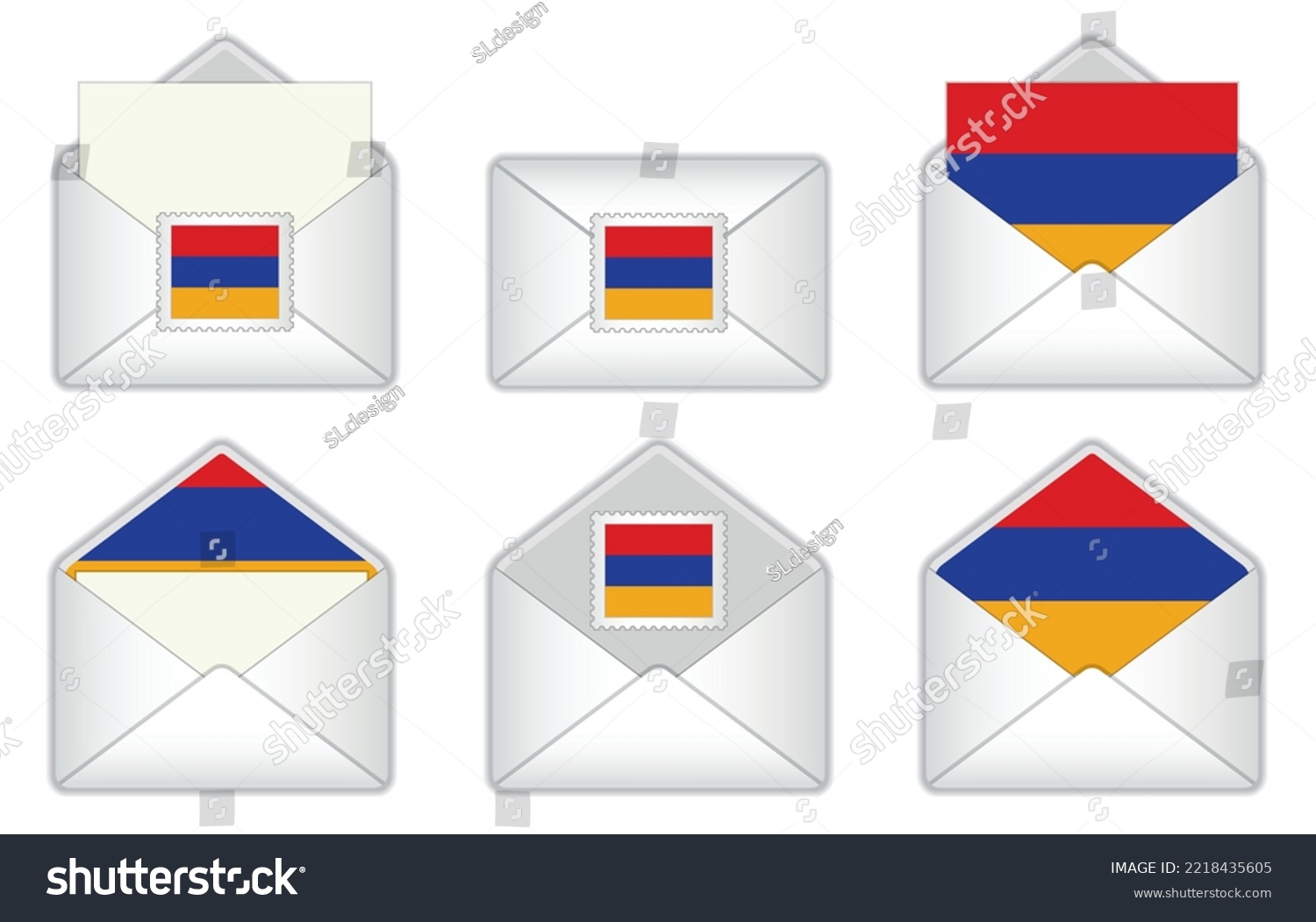SVG of Armenia flag in the envelope. Armenian
 stamp flag. Opened, closed Armenian letter, isolated on white background. svg