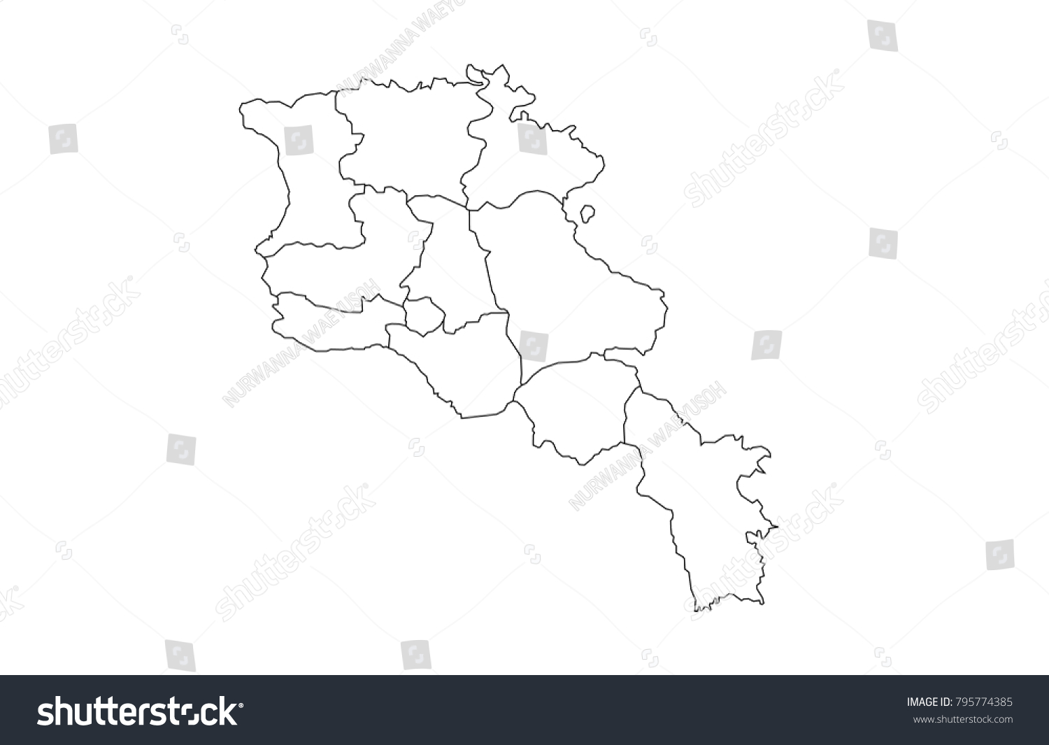 Armenia Outline Map Detailed Isolated Vector 795774385   Stock Vector Armenia Outline Map Detailed Isolated Vector Country Border Contour Maps On White Background 795774385 