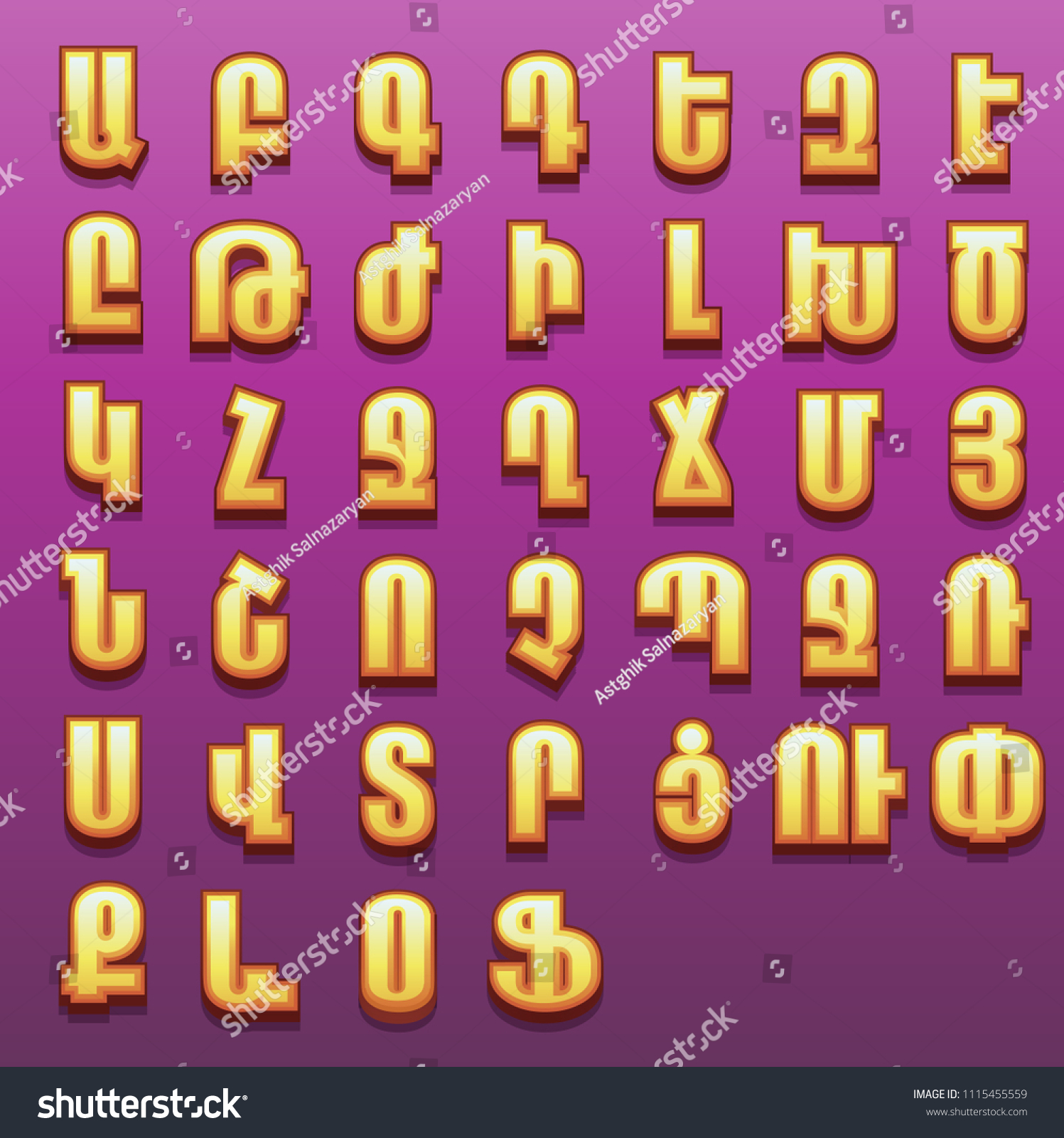 SVG of Armenian alphabet in cartoon style svg