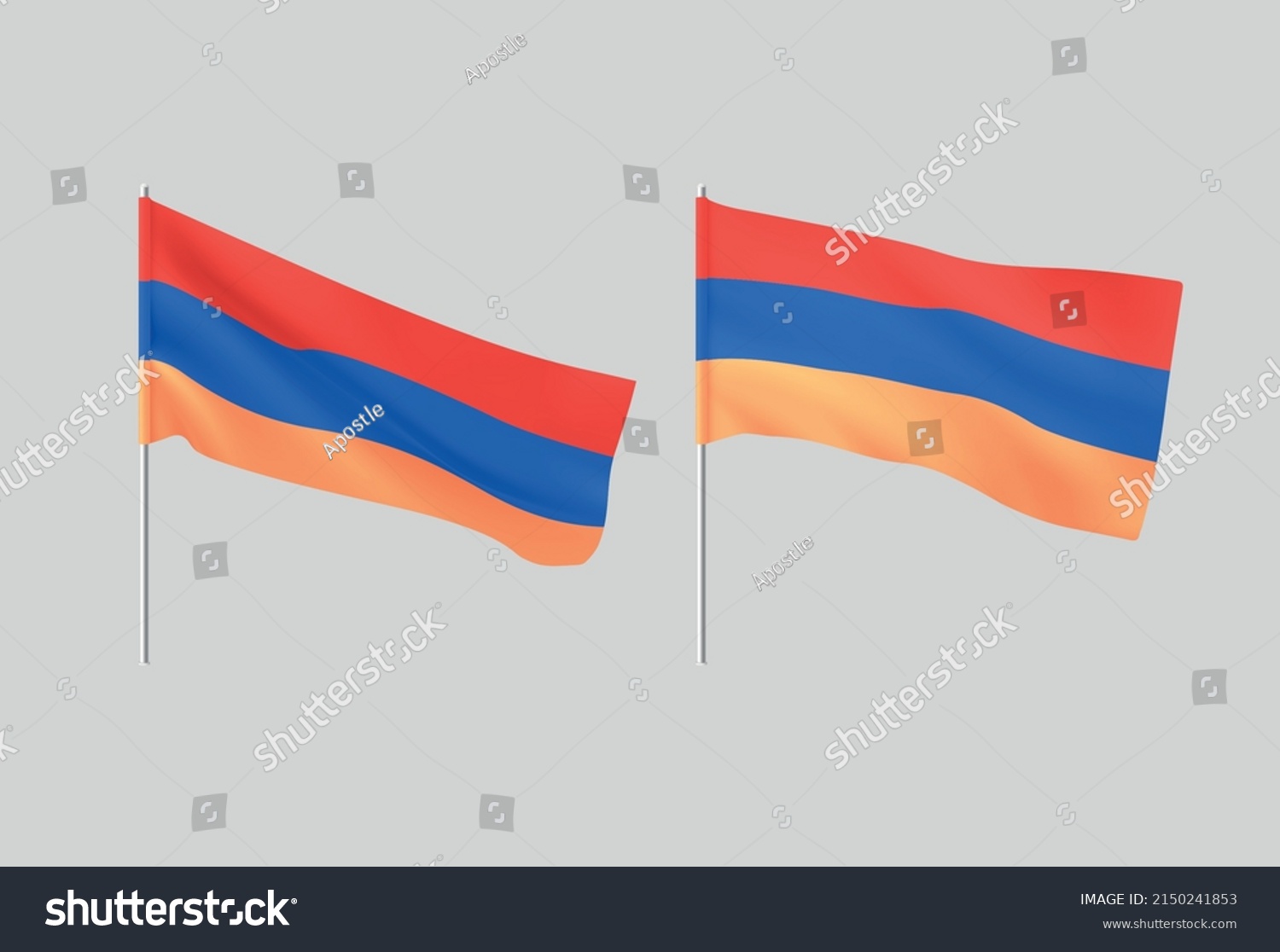 Armenian Flags Set National Realistic Flags Stock Vector (Royalty Free ...