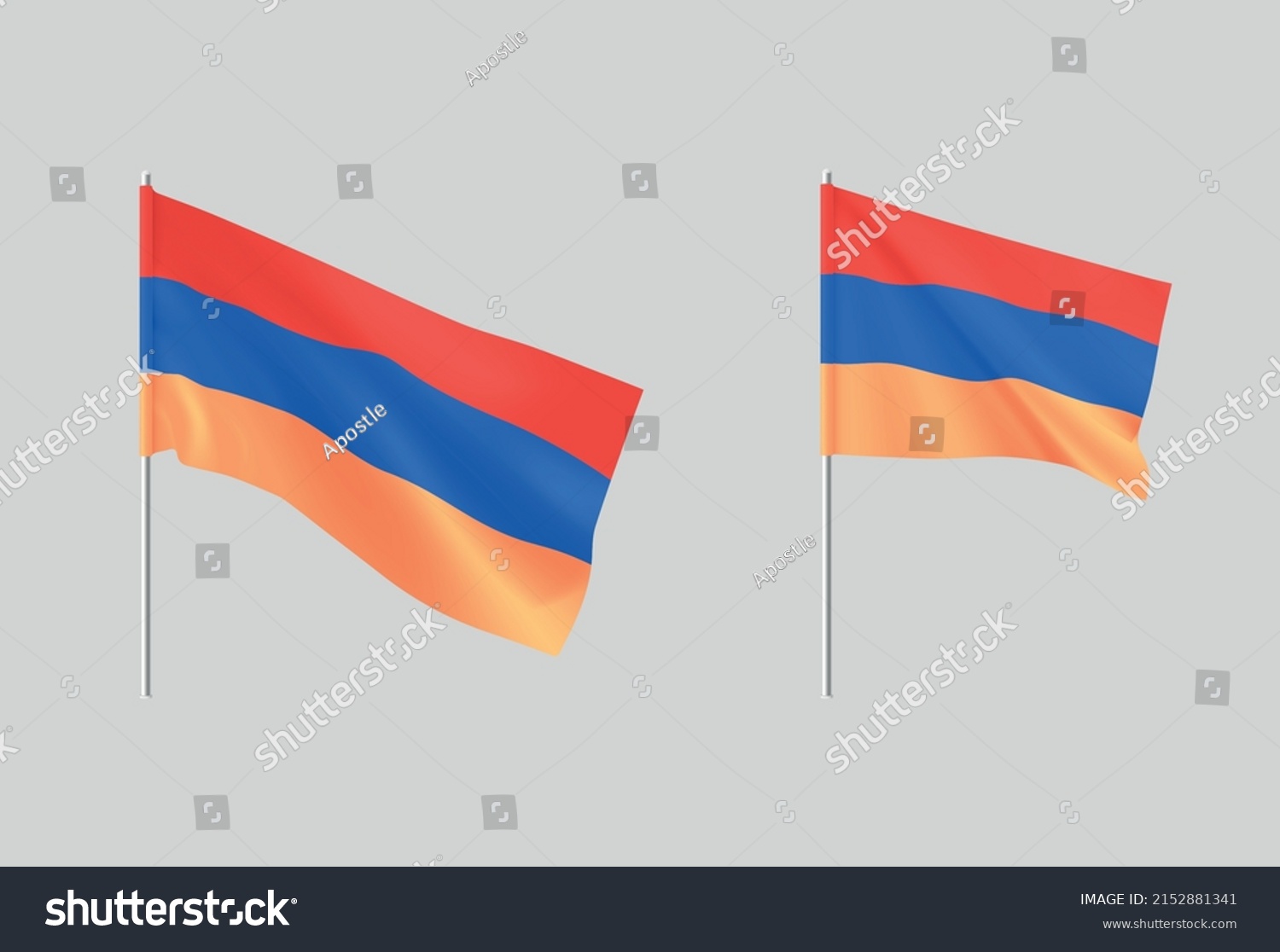 Armenian Flags Set National Realistic Flags Stock Vector (Royalty Free ...