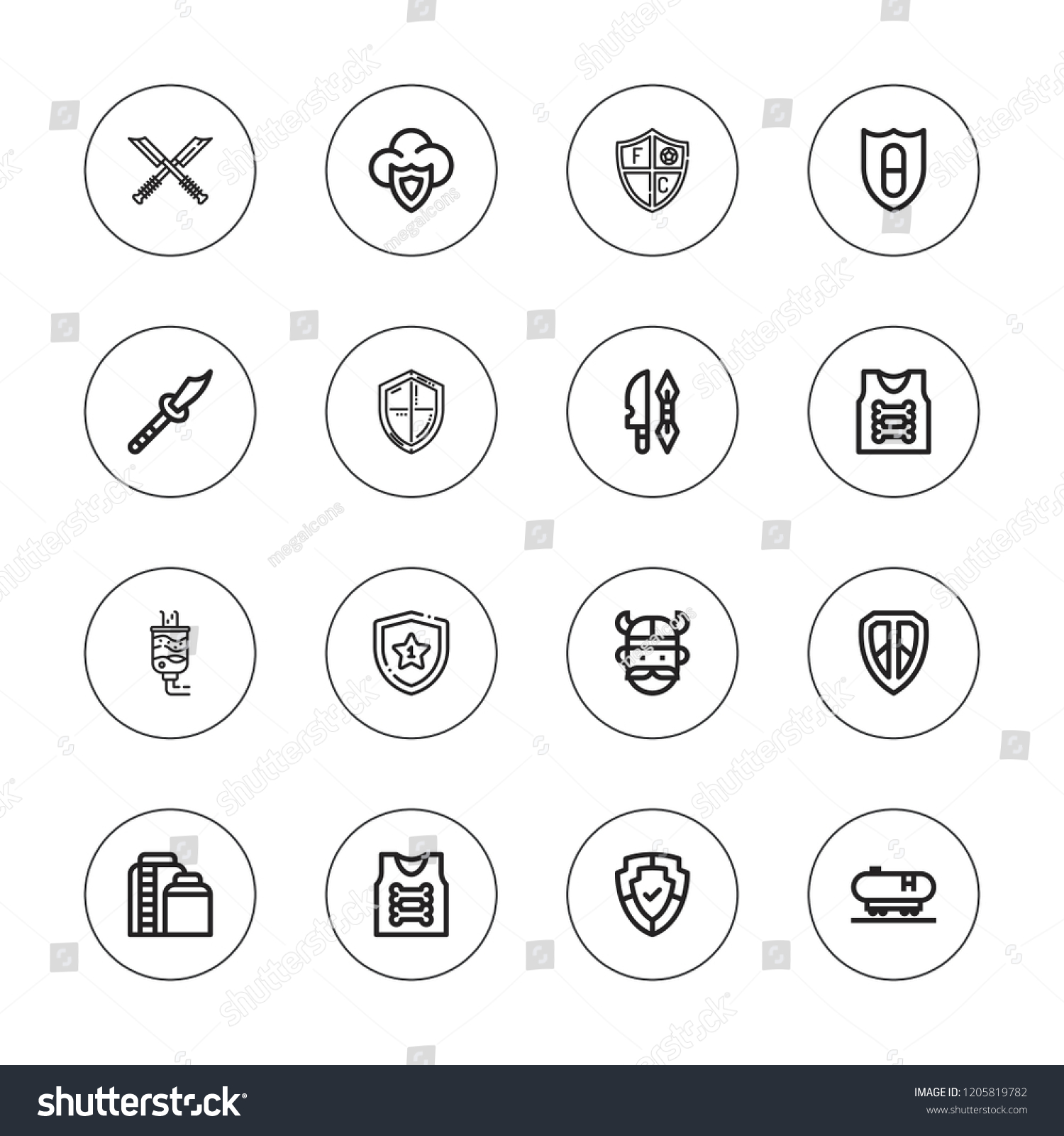 Armor Icon Set Collection 16 Outline Stock Vector (Royalty Free ...