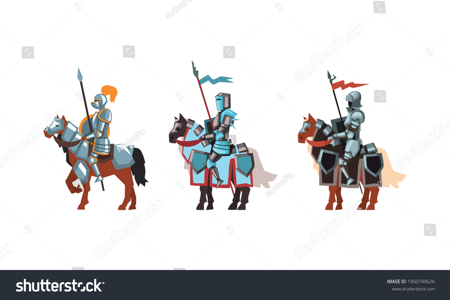 Armored Medieval Knight Cavalryman Sitting On Stock Vector (Royalty ...