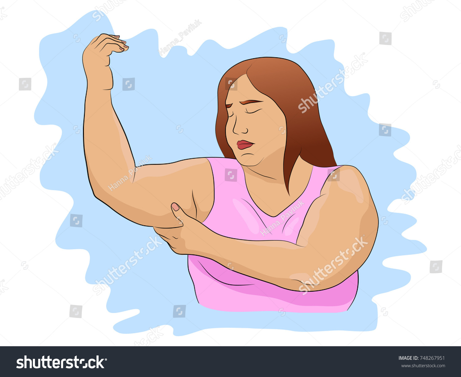Armpit Fat Woman Obesity Holding Her 库存矢量图（免版税）748267951 Shutterstock