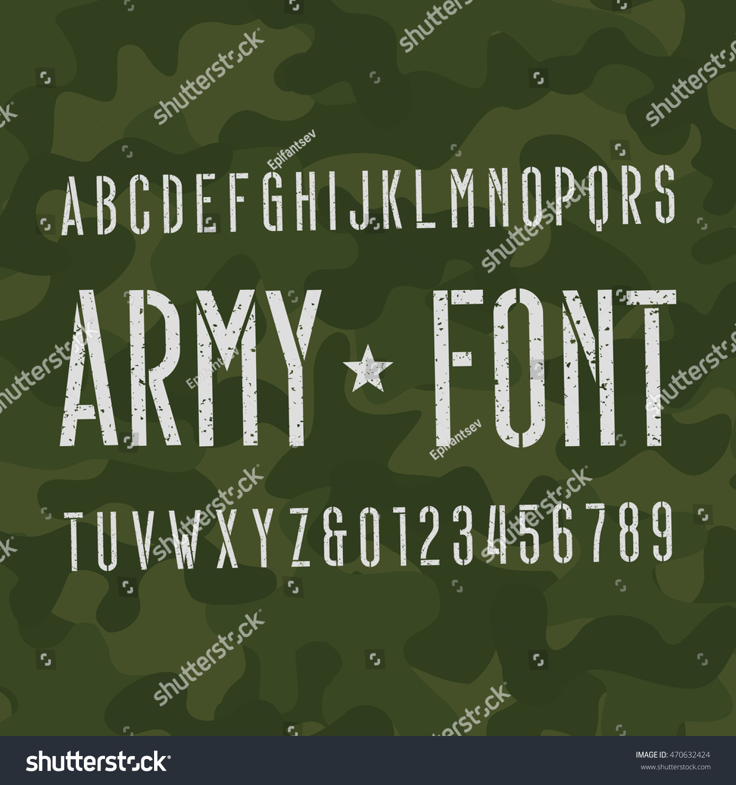 Army Alphabet Font Scratched Type Letters Stock Vector (Royalty Free ...