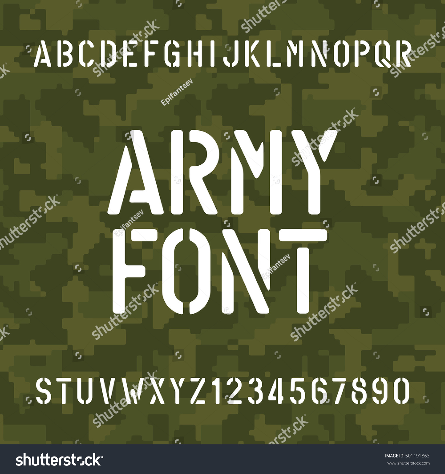 Army Alphabet Font Stencil Type Letters Stock Vector 501191863 ...