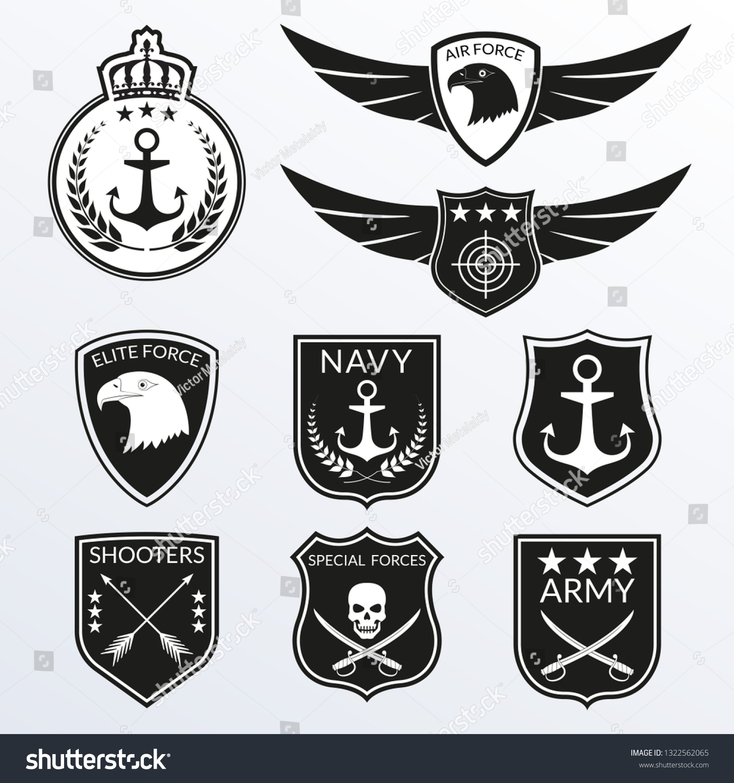 Army Military Badge Logo Set Air Stock Vector Royalty Free