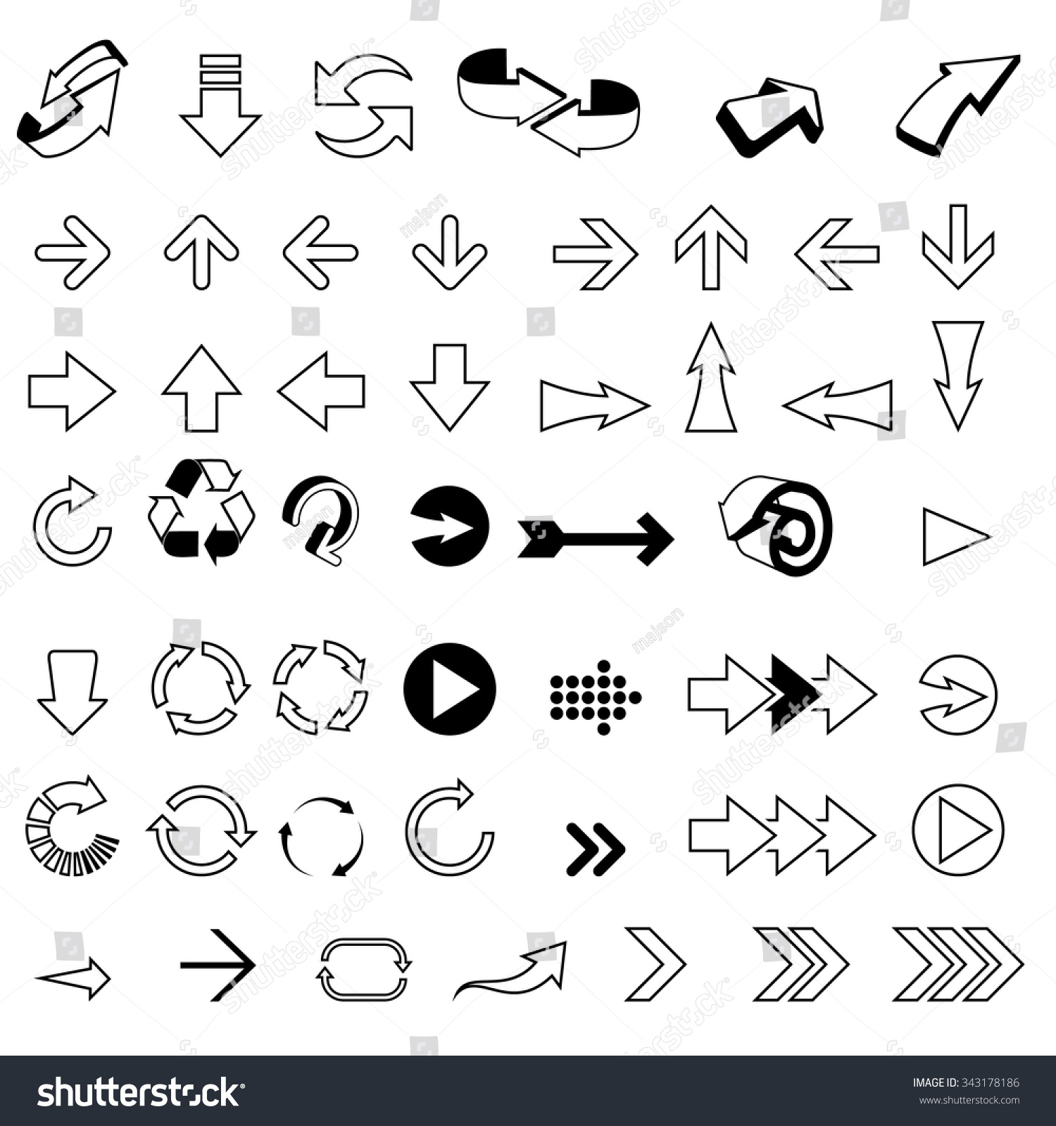 Arrow Icon Set Stock Vector Illustration 343178186 : Shutterstock