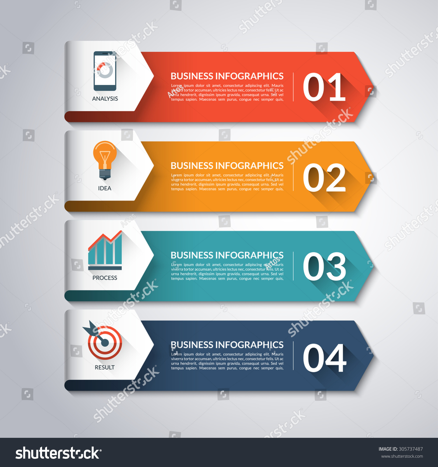 Arrow Infographic Template Minimal Colorful Numbered Stock Vector ...