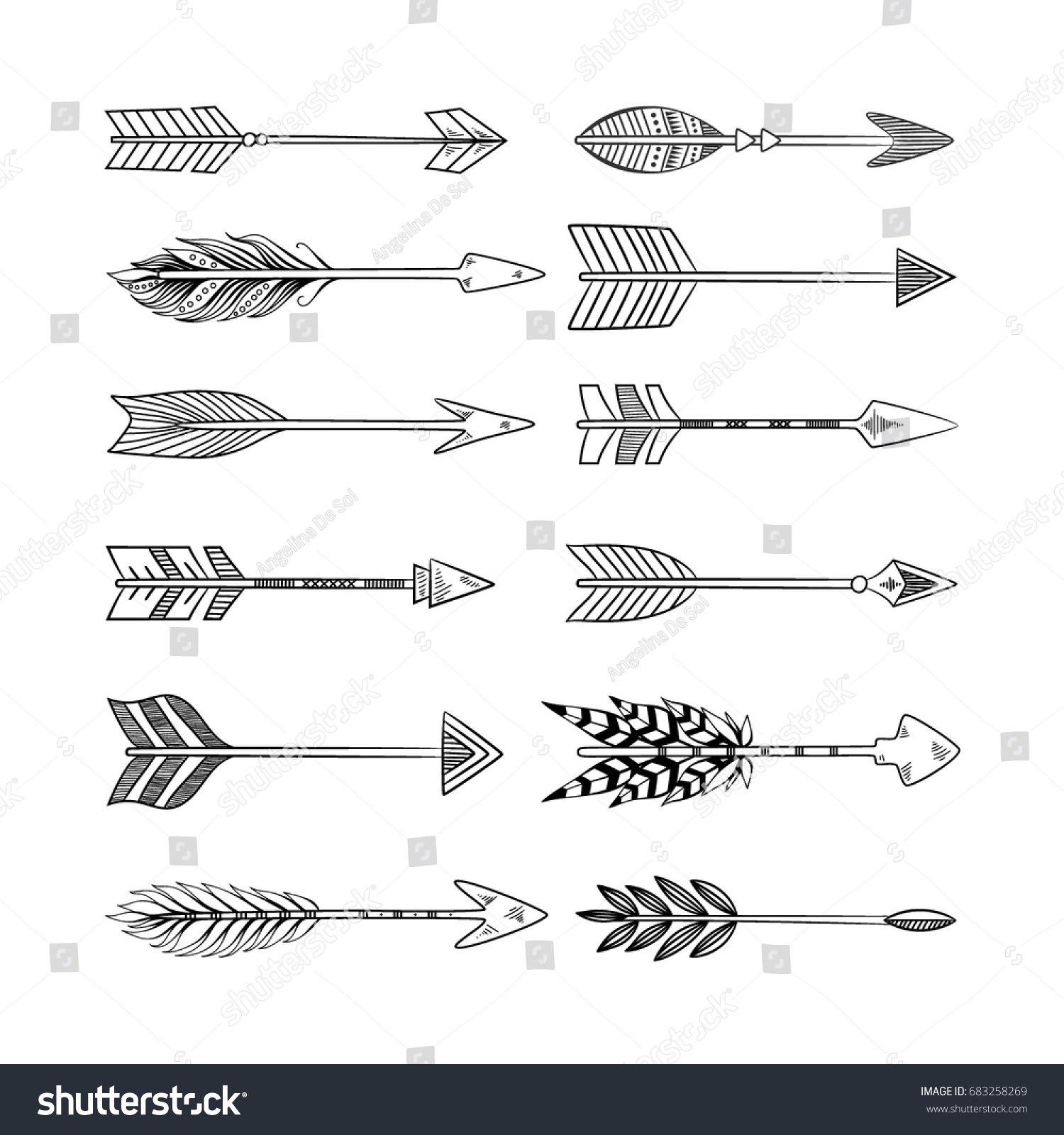 Arrow Set Native American Indian Style Stock Vector 683258269 ...