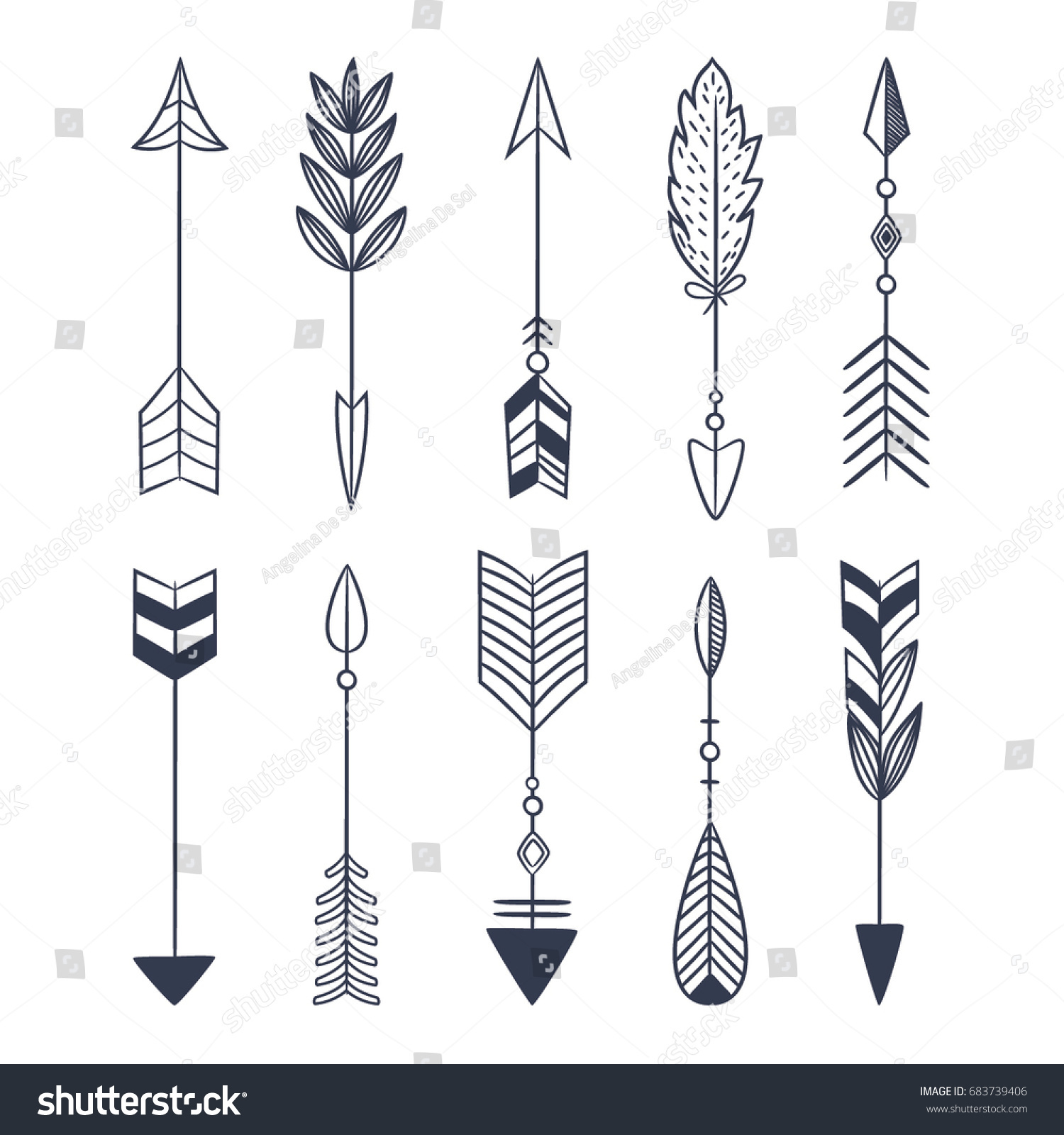 Arrow Set Native American Indian Style Stock Vector 683739406 ...