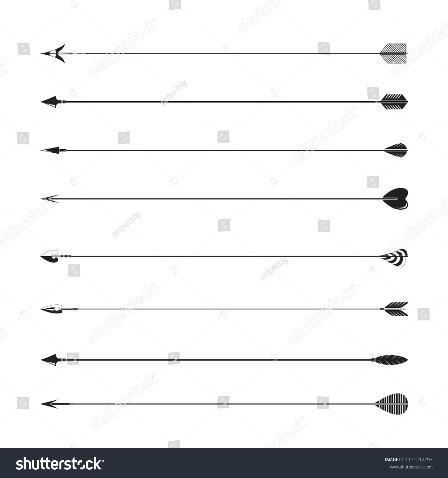 Arrows Set Border List Separator Stock Vector (Royalty Free) 1171212793 ...