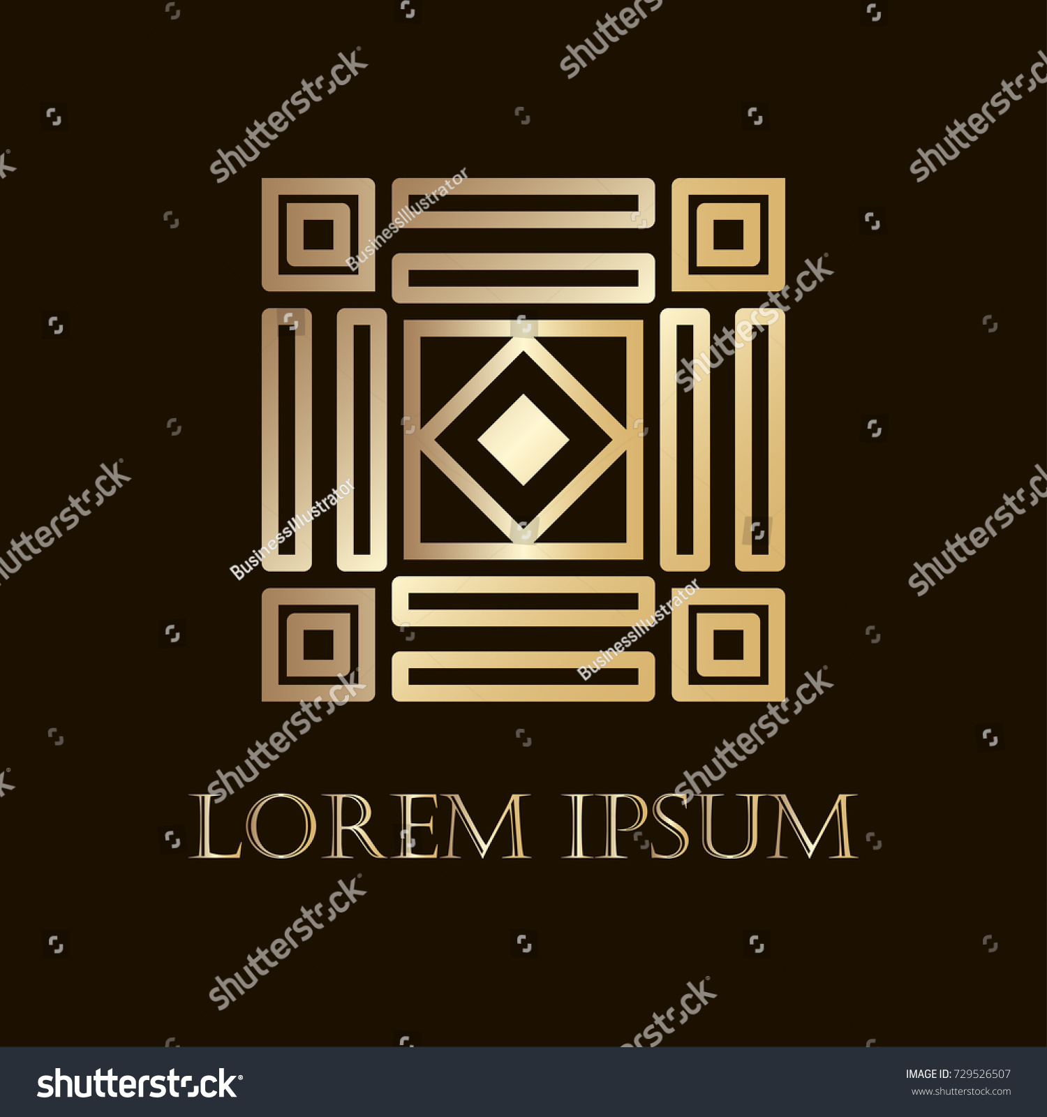 Art Deco Golden Ornamental Logo Template Stock Vector (Royalty Free ...