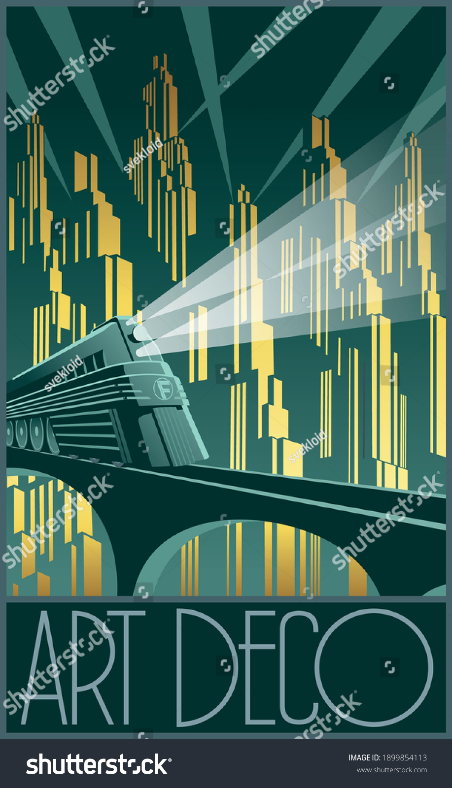 Art Deco Style Poster Retro Future Stock Vector (Royalty Free ...