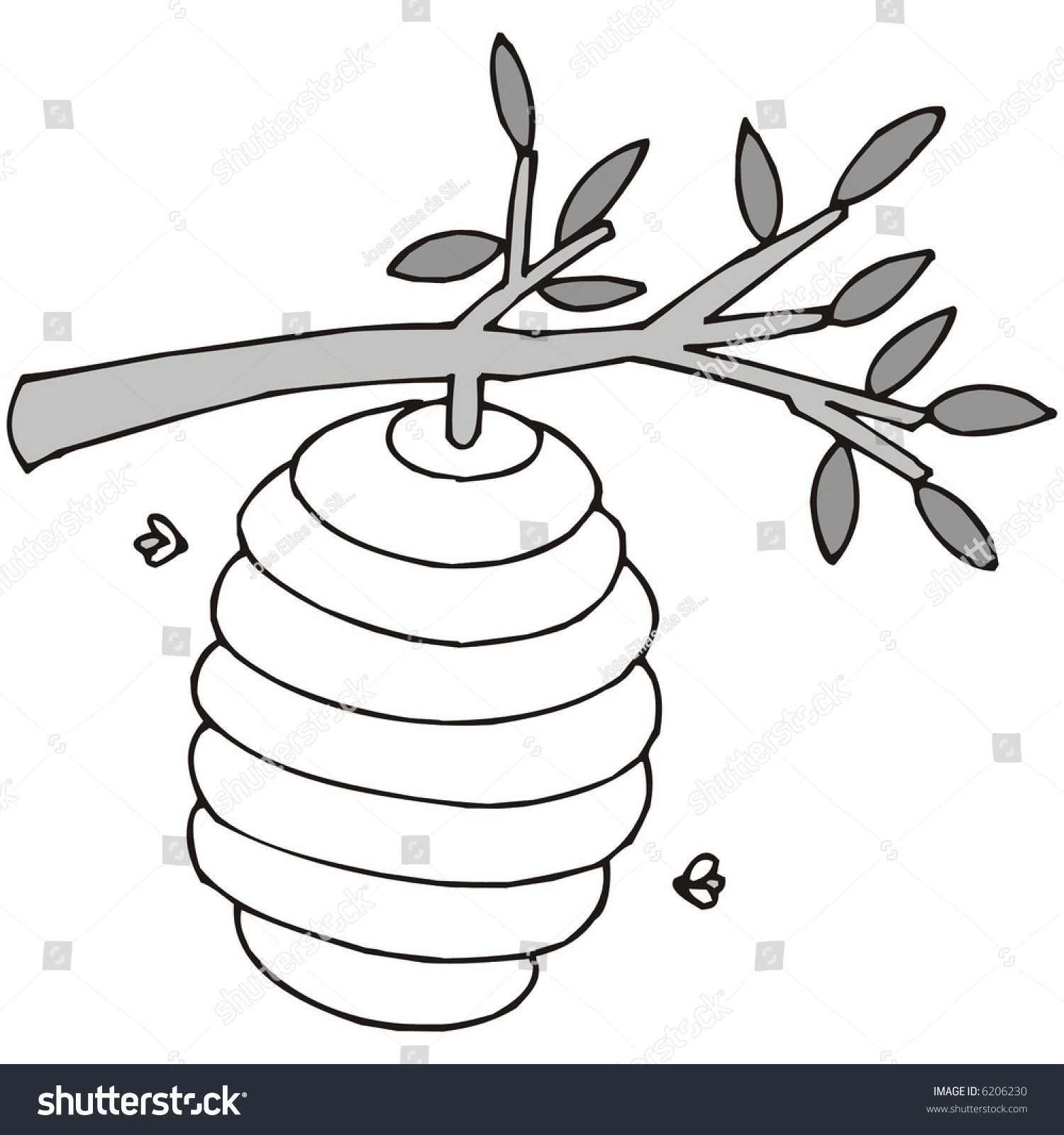 Art Illustration Black White Beehive Stock Vector (Royalty Free) 6206230