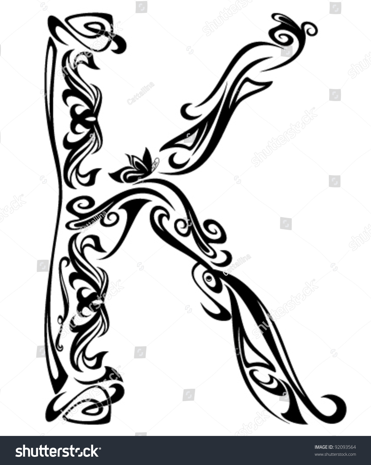 Art Nouveau Style Vintage Font Letter Stock Vector 92093564 - Shutterstock