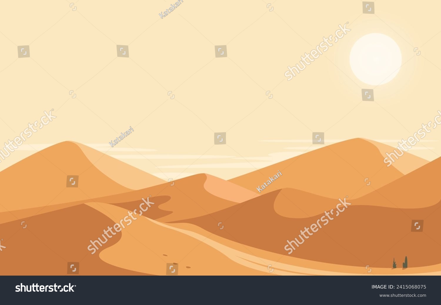 SVG of Art of Desert Dunes. desert landscape with sun vector illustration svg