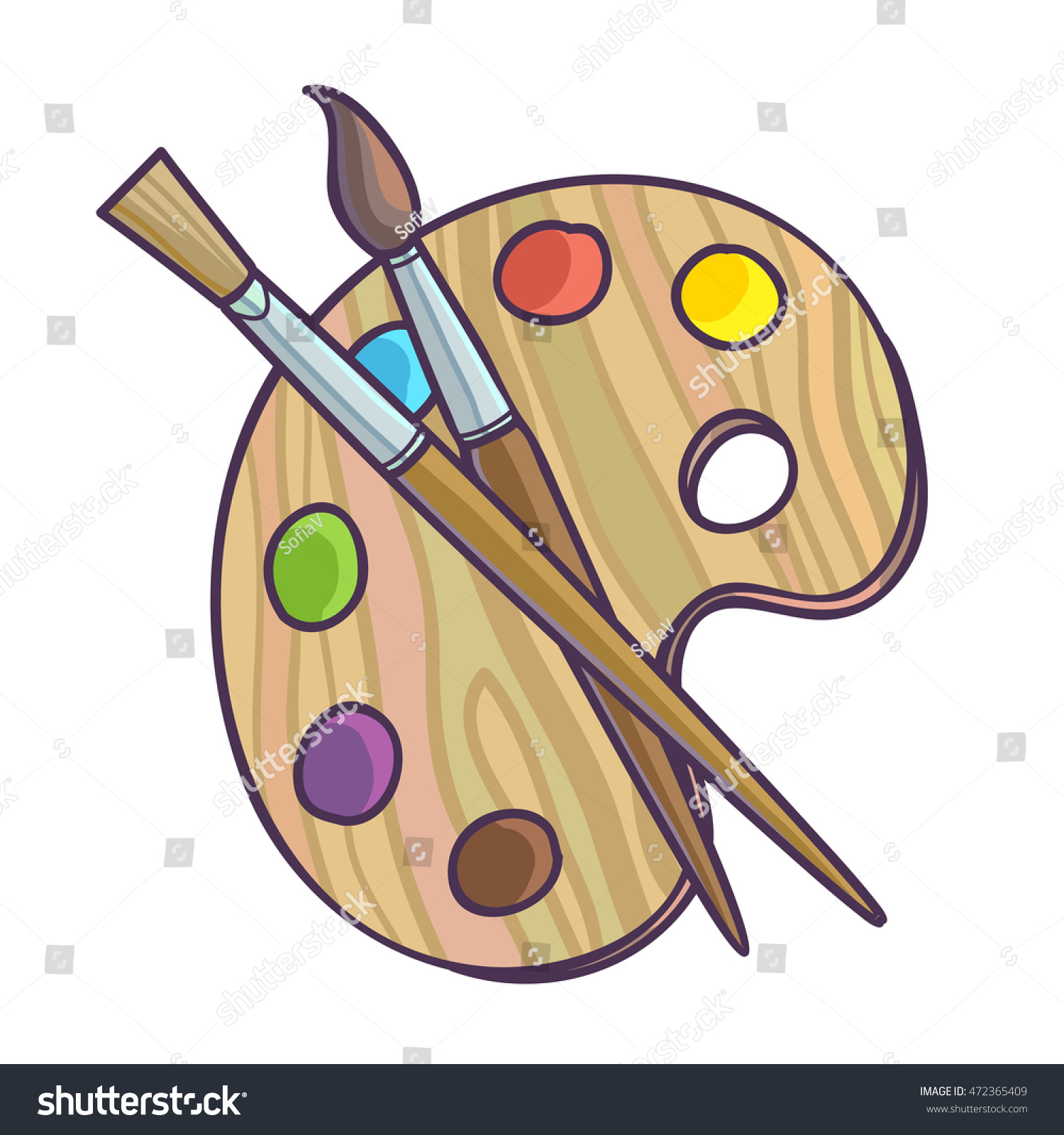 Art Palette Paint Brush Drawing Vector Stock Vector (Royalty Free) 472365409