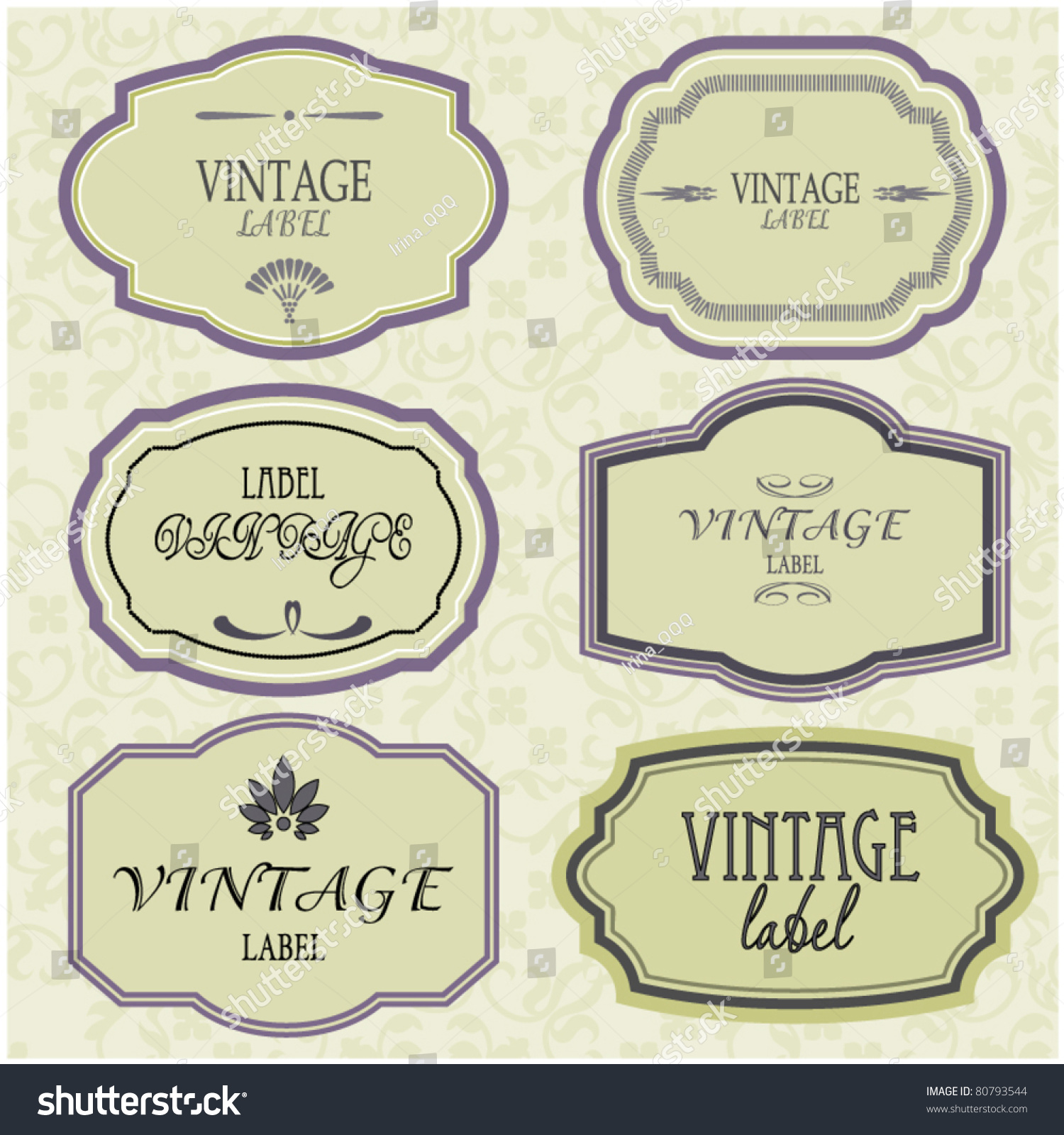 Art Set Vector Vintage Frame Lable Stock Vector (Royalty Free) 80793544 ...