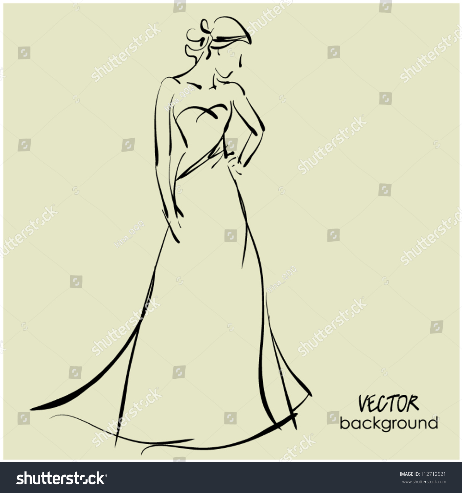 Art Sketching Beautiful Young Bride White Stock Vector 112712521 ...