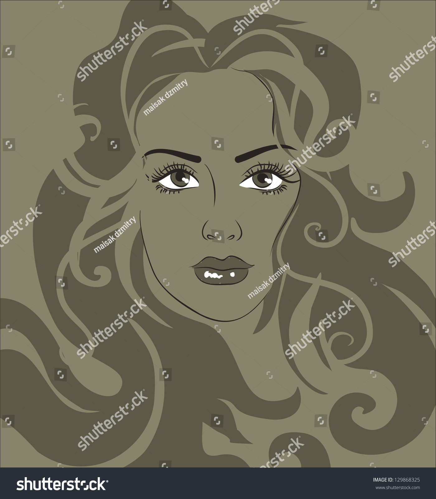 Art Sketching Vector Beautiful Melancholy Girl Stock Vector Royalty