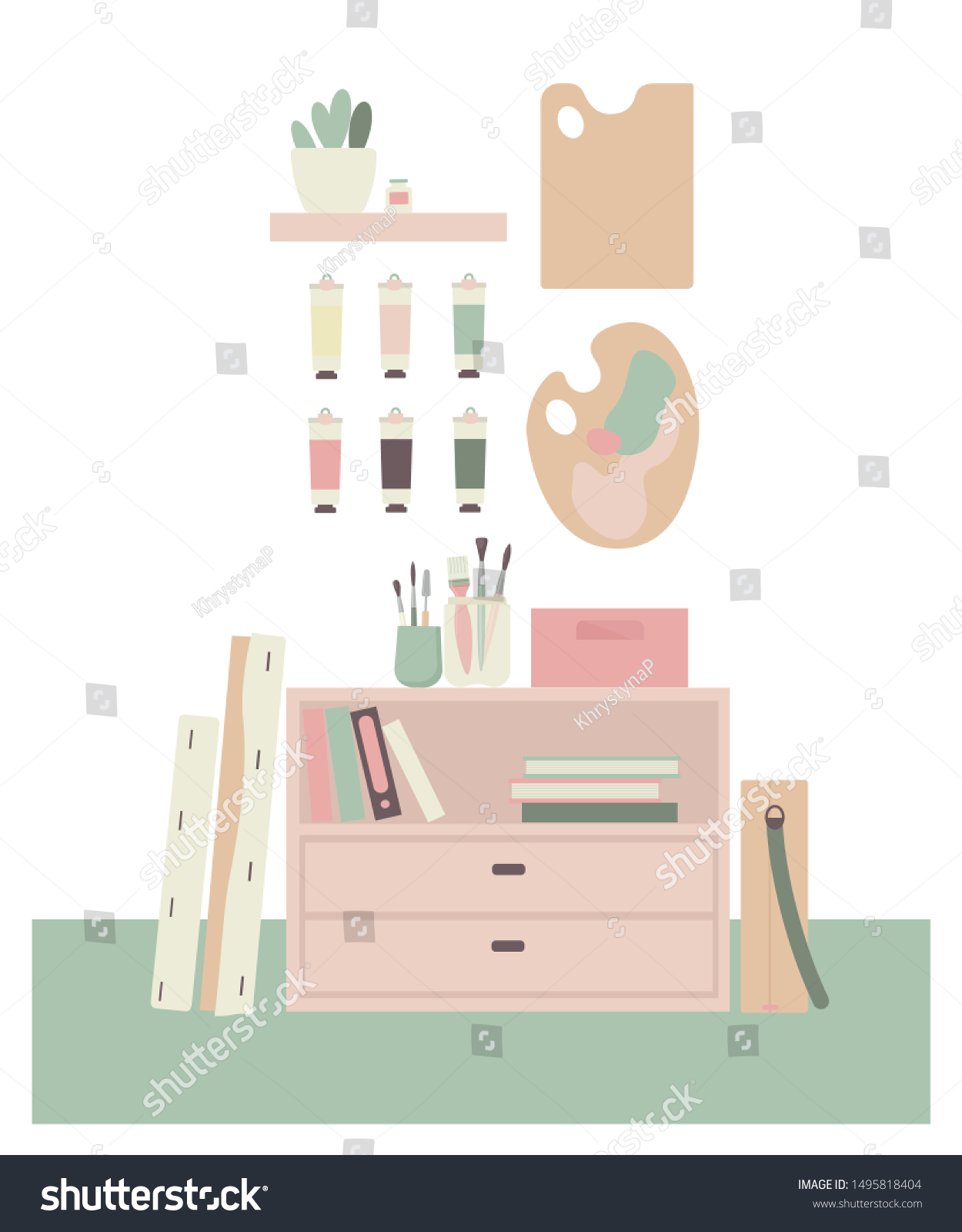 Art Studio Inspirational Interior Artists Workplace Royalty Free