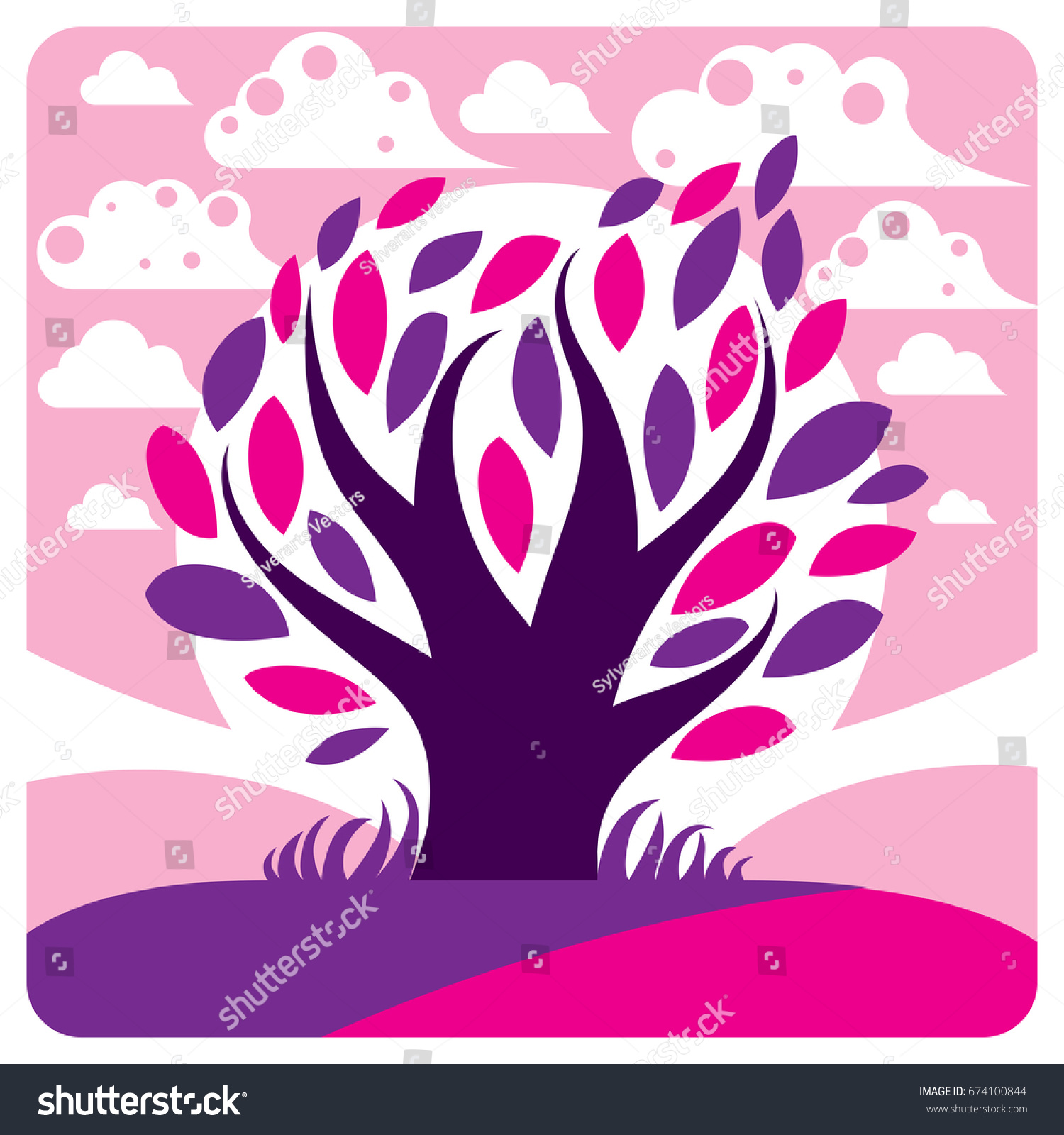 Art Vector Graphic Illustration Stylized Tree Stock Vector Royalty Free 674100844