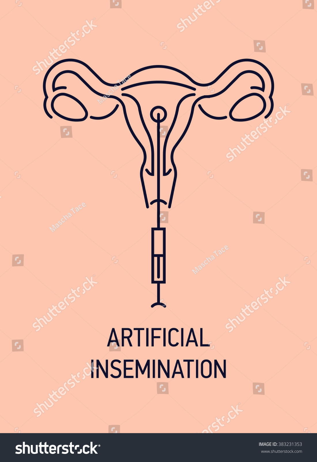 Artificial Insemination Flat Line Illustration Diagram 库存矢量图免版税