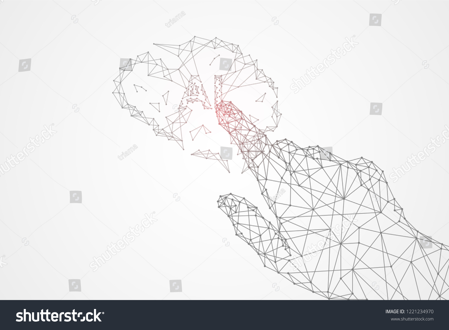 Artificial Intelligence Brain Computer Interface Hand: vector de stock ...
