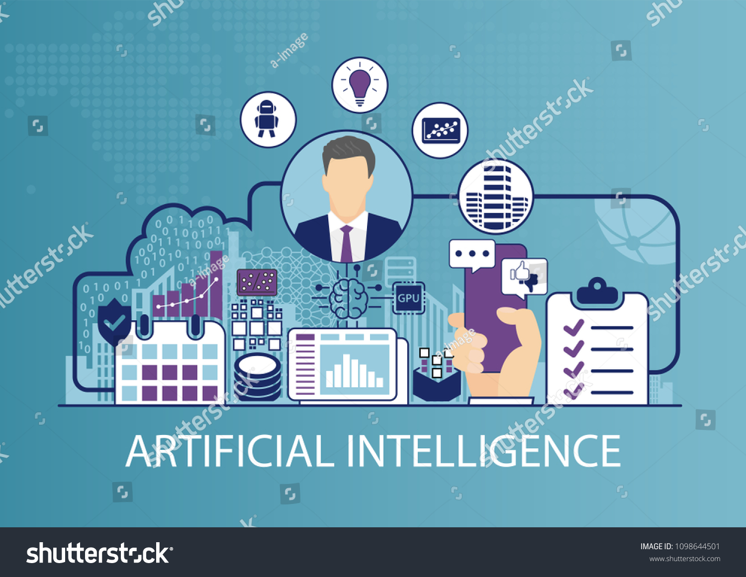 Artificial Intelligence Concept Business Vector Illustration: Vector De ...