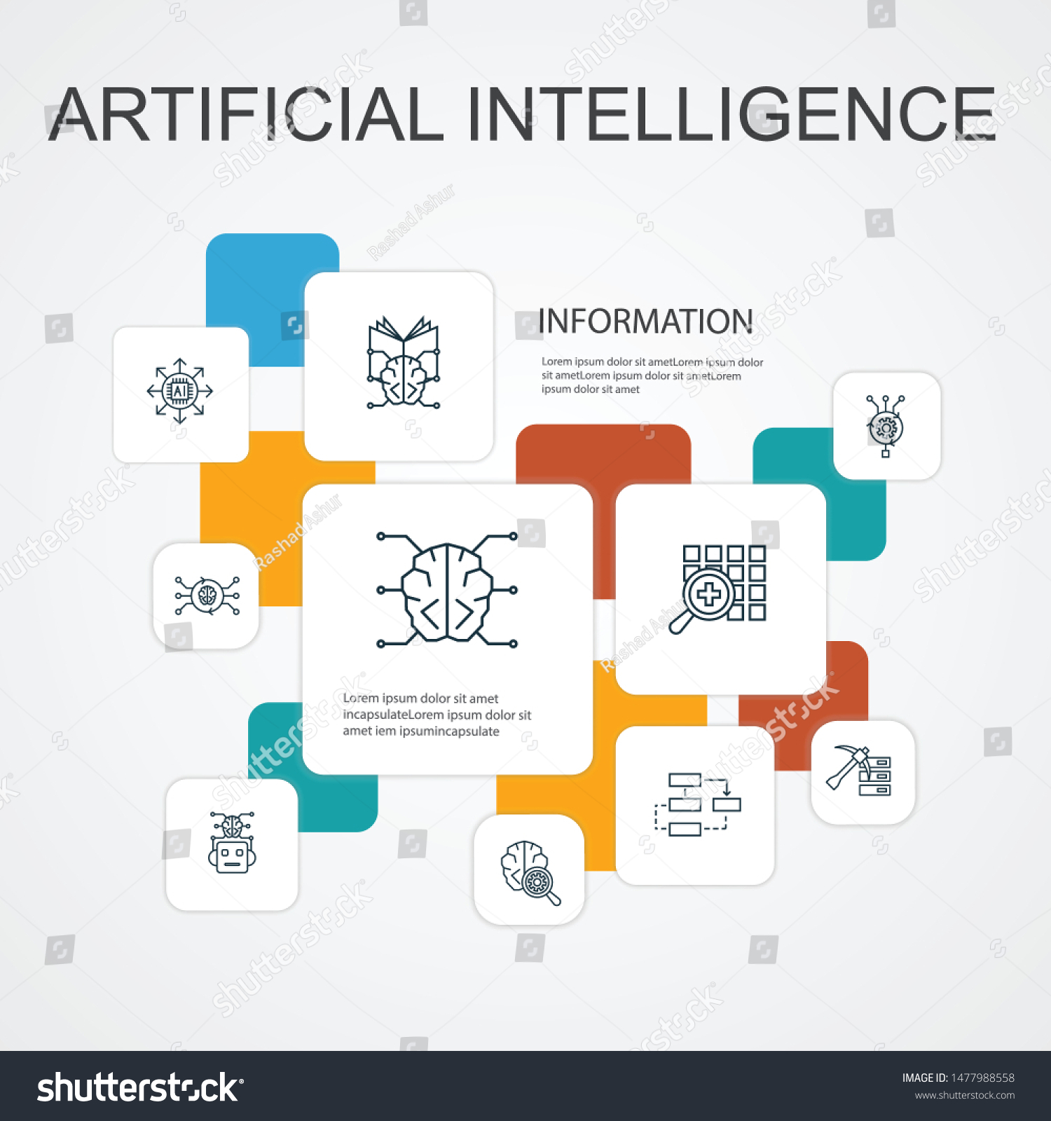 Artificial Intelligence Infographic 10 Line Icons Stock Illustra ...