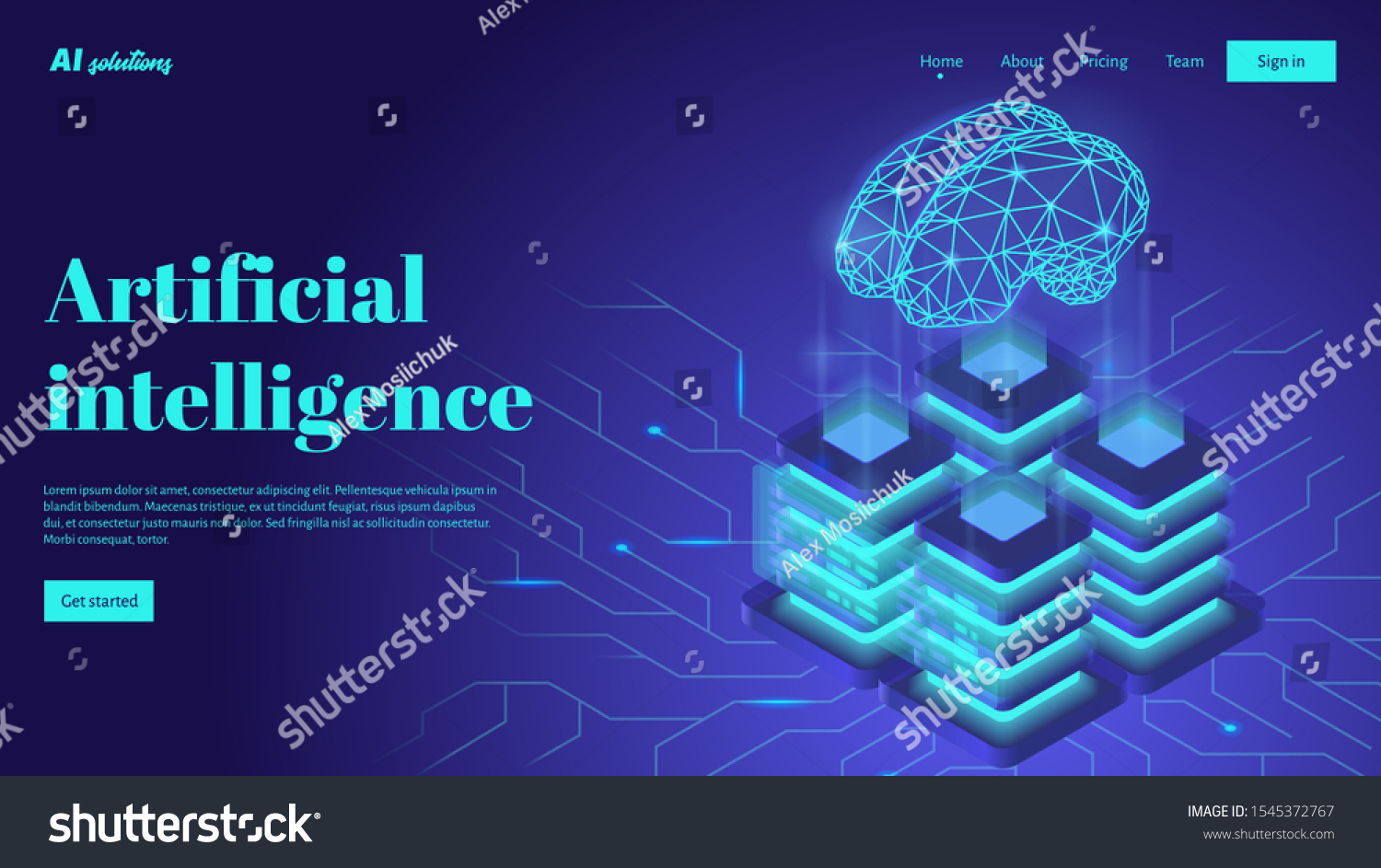 Artificial Intelligence Landing Page Header Concept Stock Vector ...