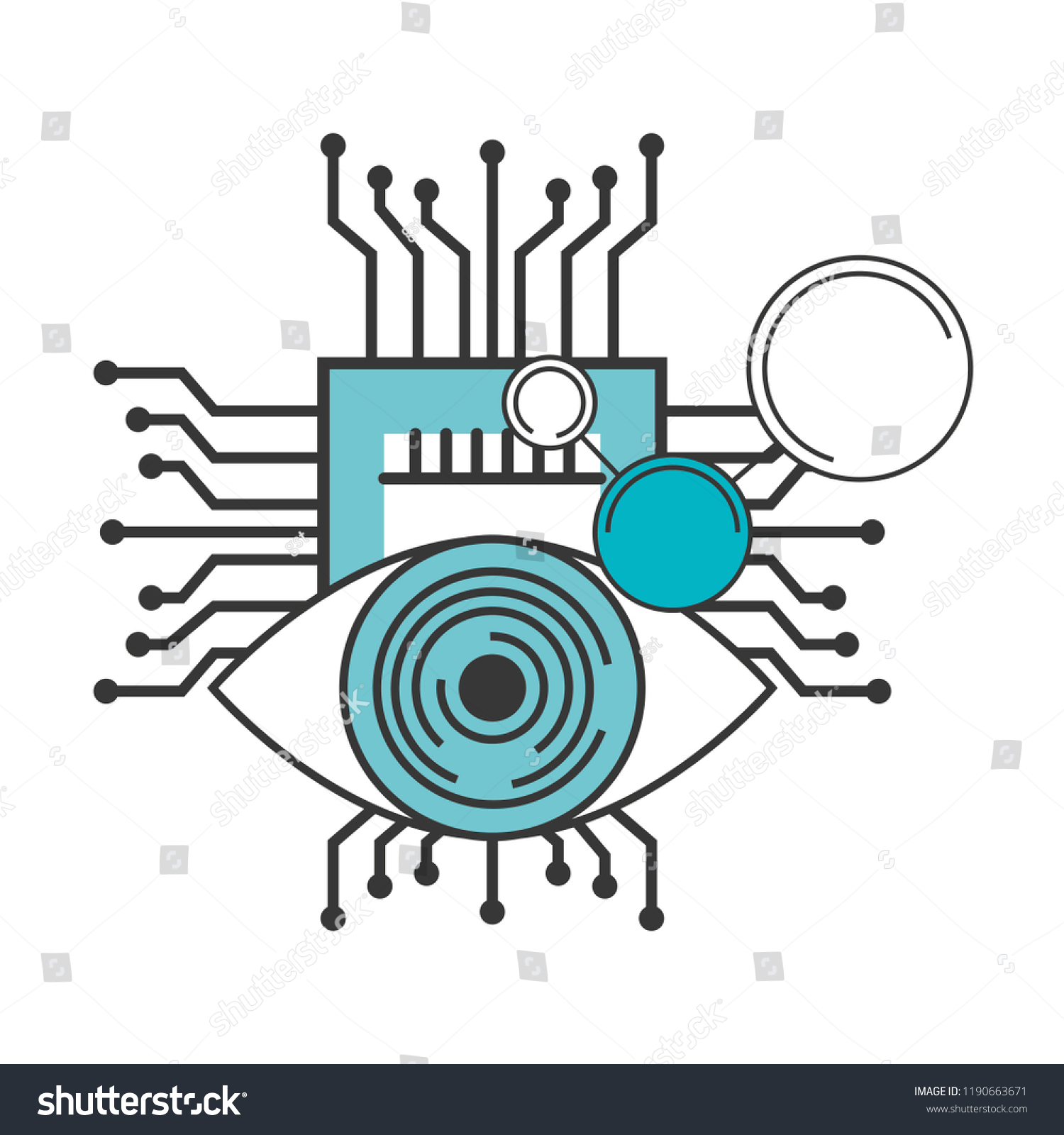 Artificial Intelligence Surveillance Motherboard Circuit Stock Vector ...