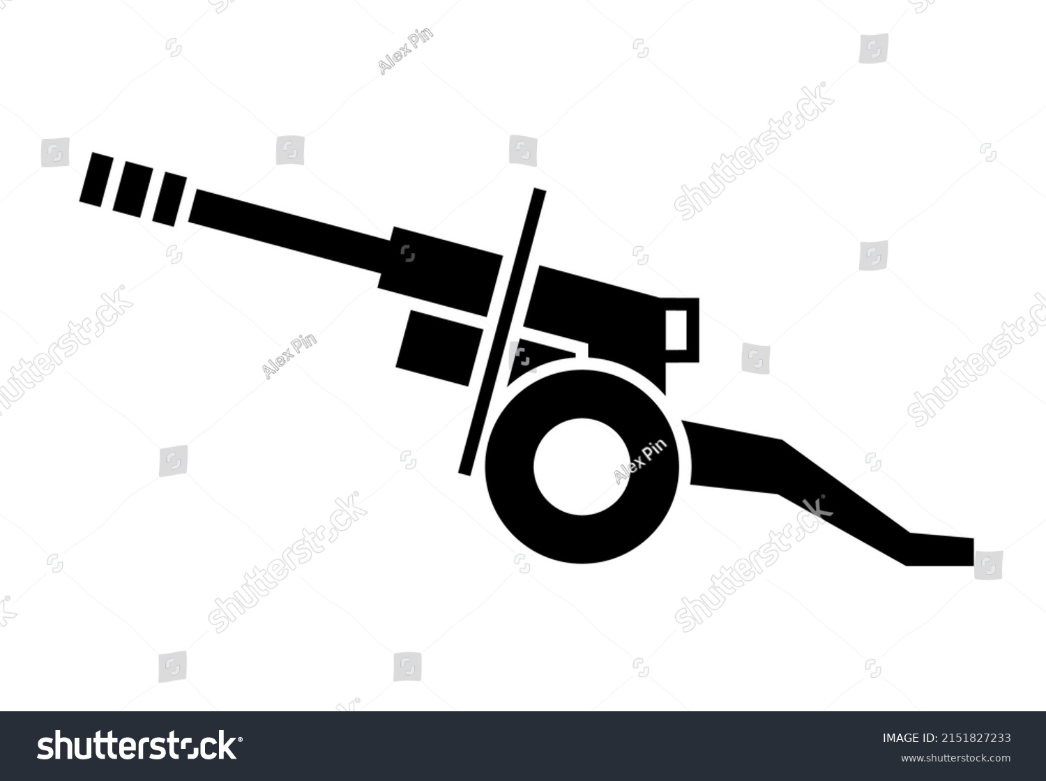 Artillery Black Vector Icon Howitzer Stock Vector (Royalty Free ...