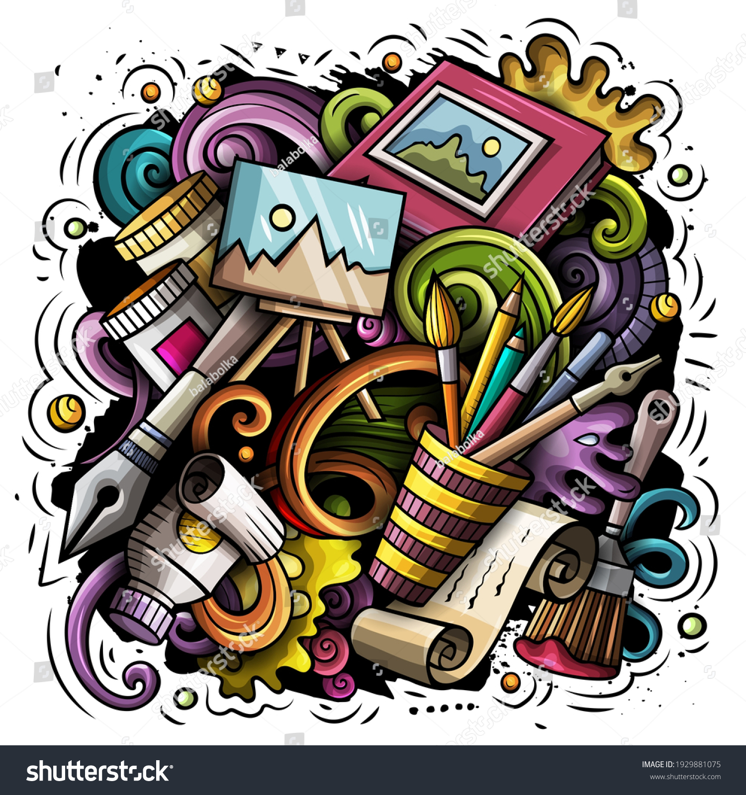 Artist Cartoon Doodle Illustration Funny Art Stock Vector (Royalty Free ...