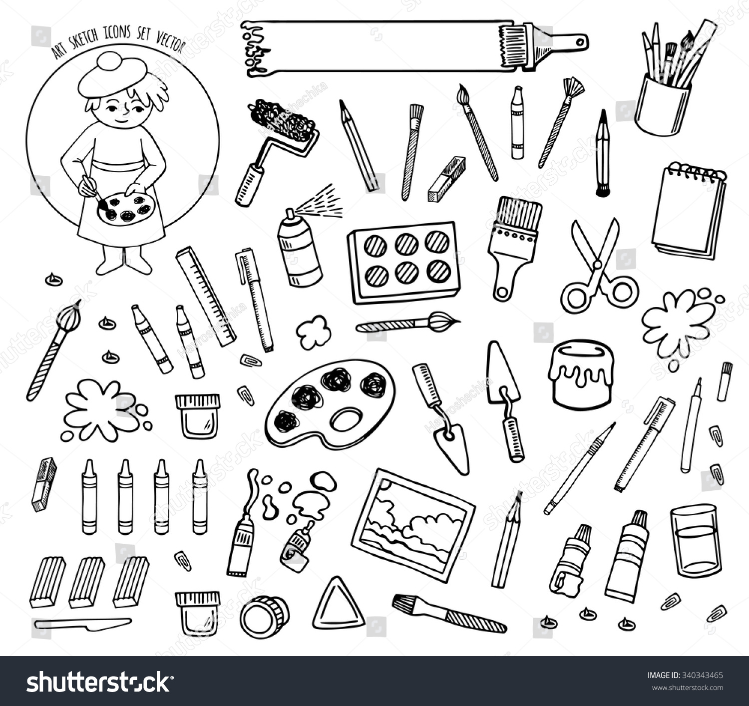 Las Herramientas De Los Artistas Esbozan: Vector De Stock (libre De ...