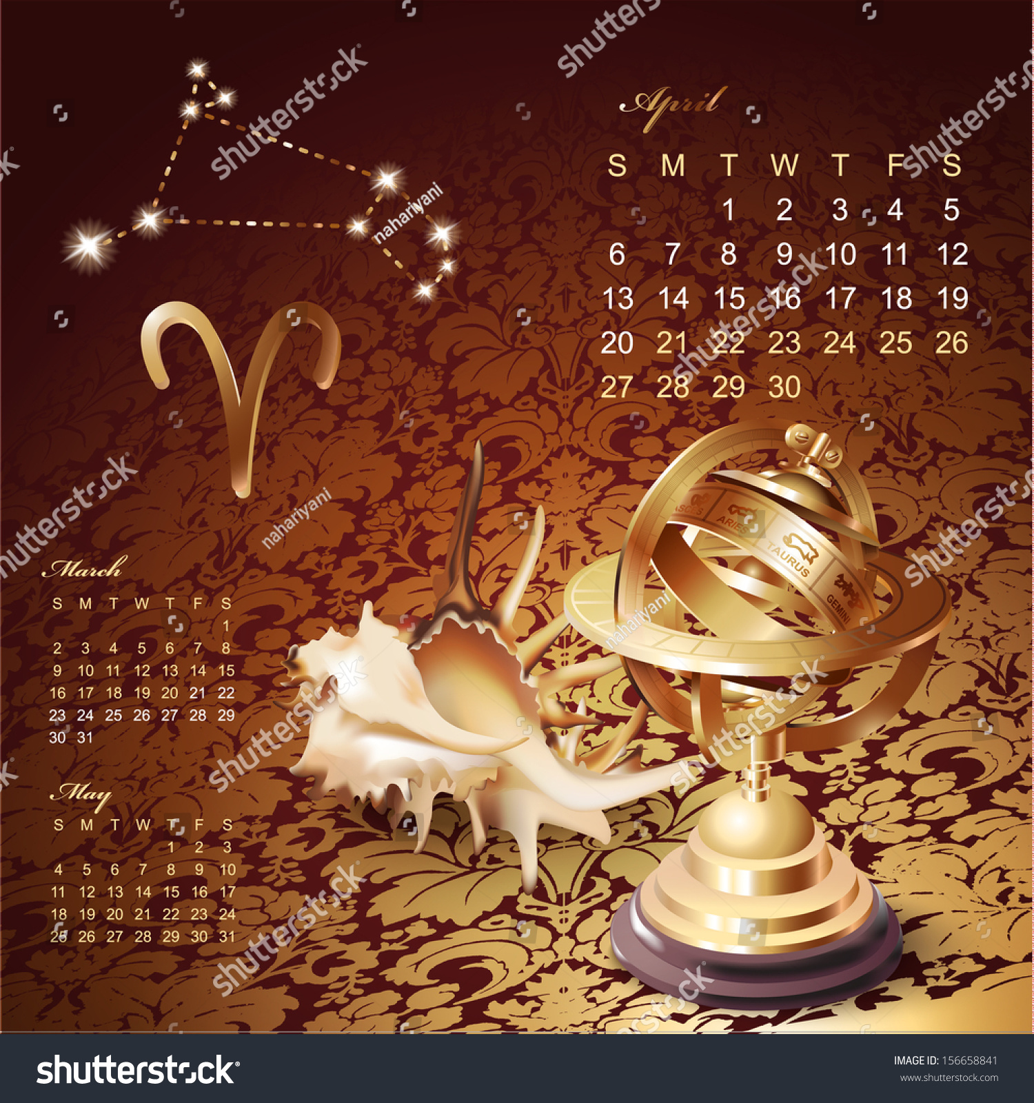 Artistic 2014 Daily Calendar With Zodiac Signs And Astrology Design ...