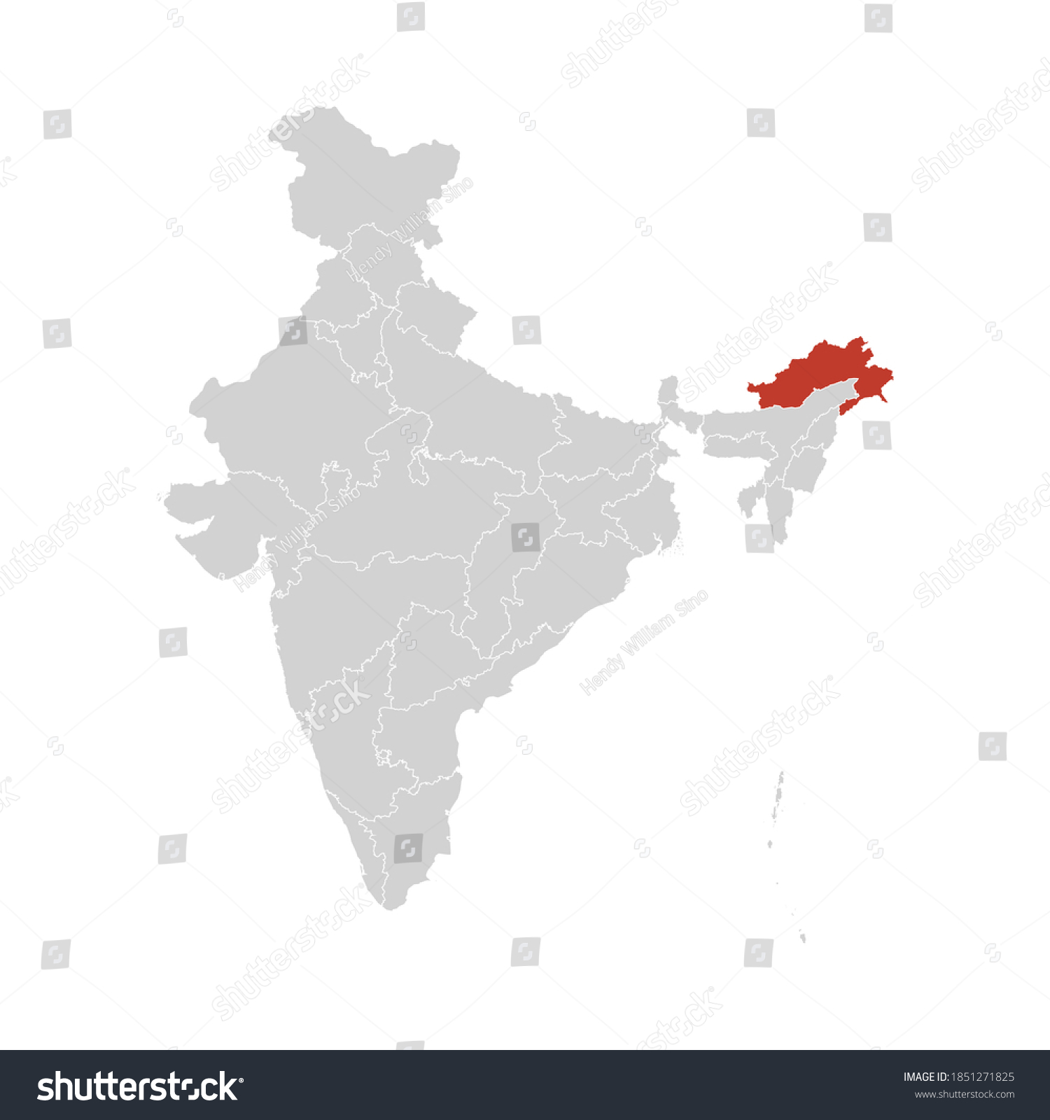 Arunachal Pradesh Highlighted On India Map Stock Vector (Royalty Free ...