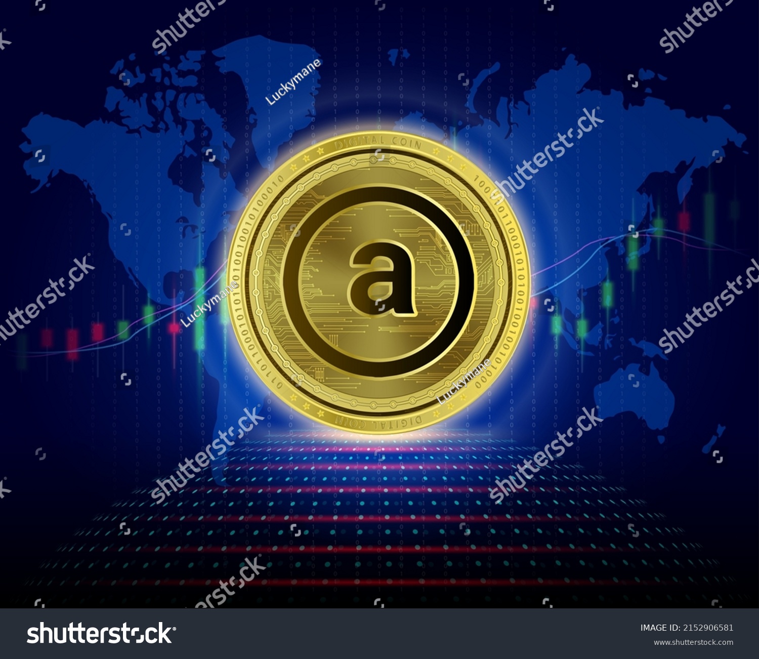 SVG of Arweave (AR) coin. 3D Vector illustration. Cryptocurrency blockchain (crypto currency) Future digital replacement technology. Silver golden virtual currency growth share chart is background. svg