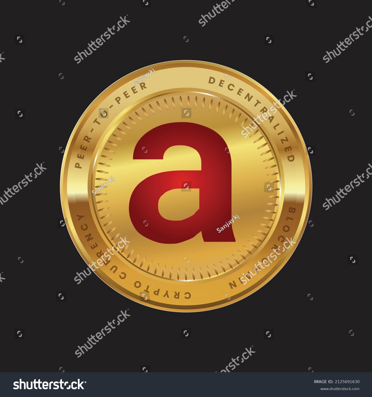 SVG of Arweave (AR) crypto currency token logo in red color concept on gold coin isolated in black background. Vector illustration design for modern transactions news, poster, banner, web, print. svg