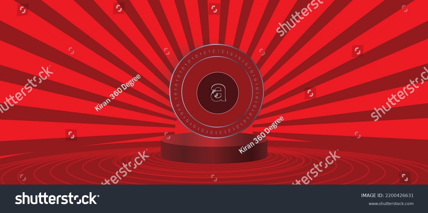 SVG of Arweave AR cryptocurrency vector illustration logo isolated on red coin on red background, futuristic decentralized blockchain illustration cryptocurrency concept banner background, Poster, print svg