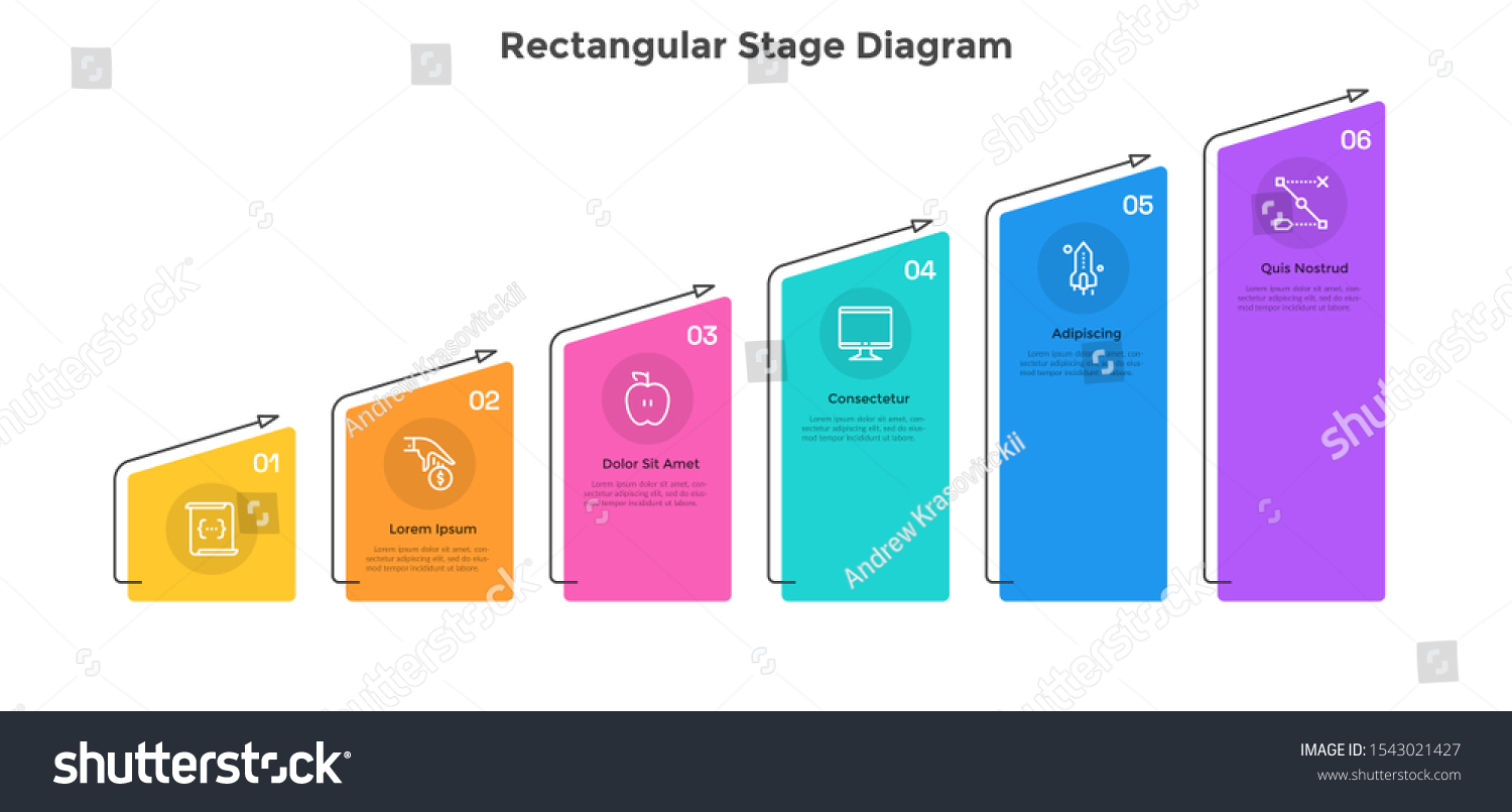 Ascending Bar Graph 6 Colorful Columns Stock Vector (Royalty Free