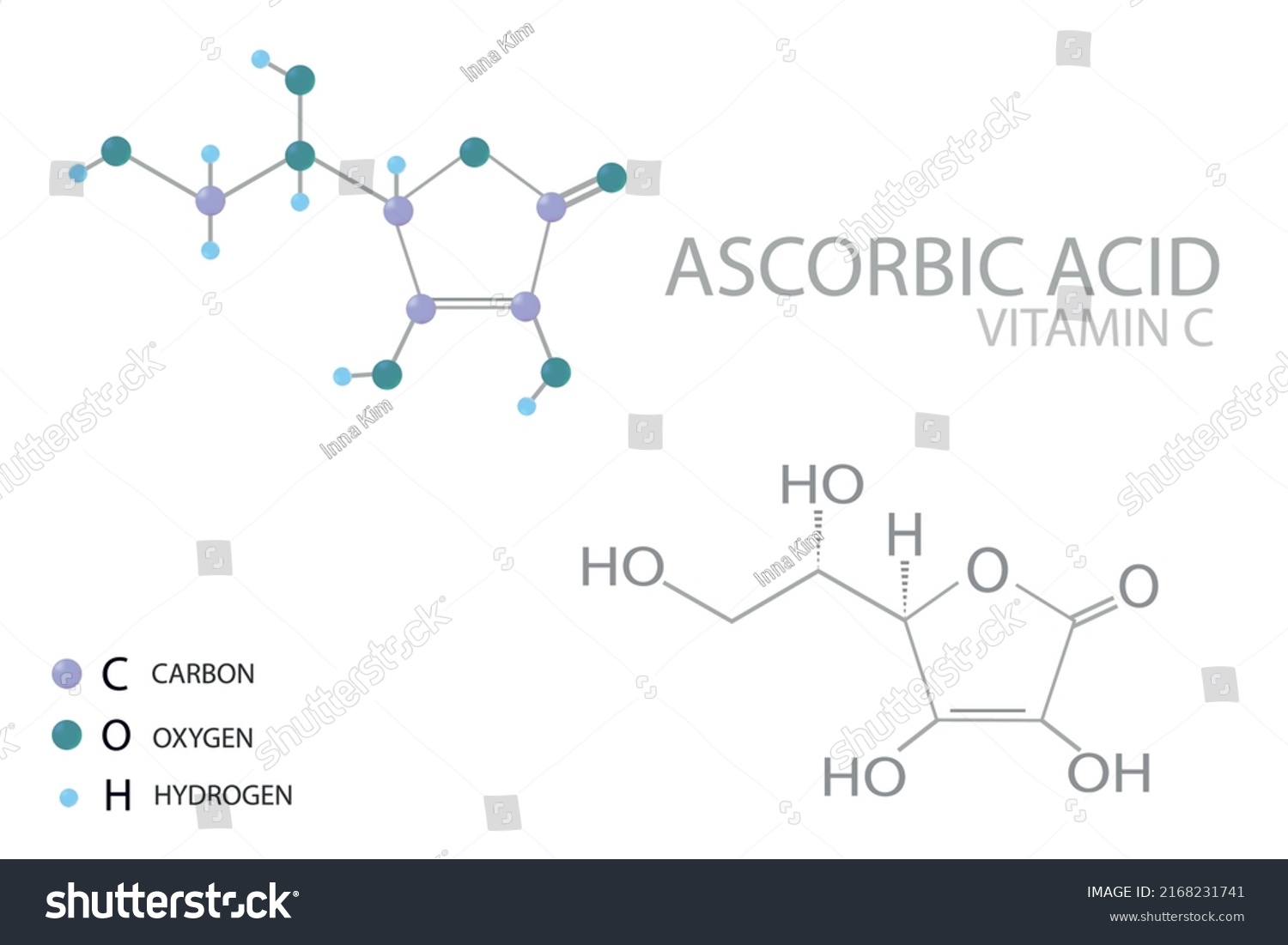 Ascorbic Acid Molecular Skeletal 3d Chemical Stock Vector Royalty Free 2168231741 Shutterstock